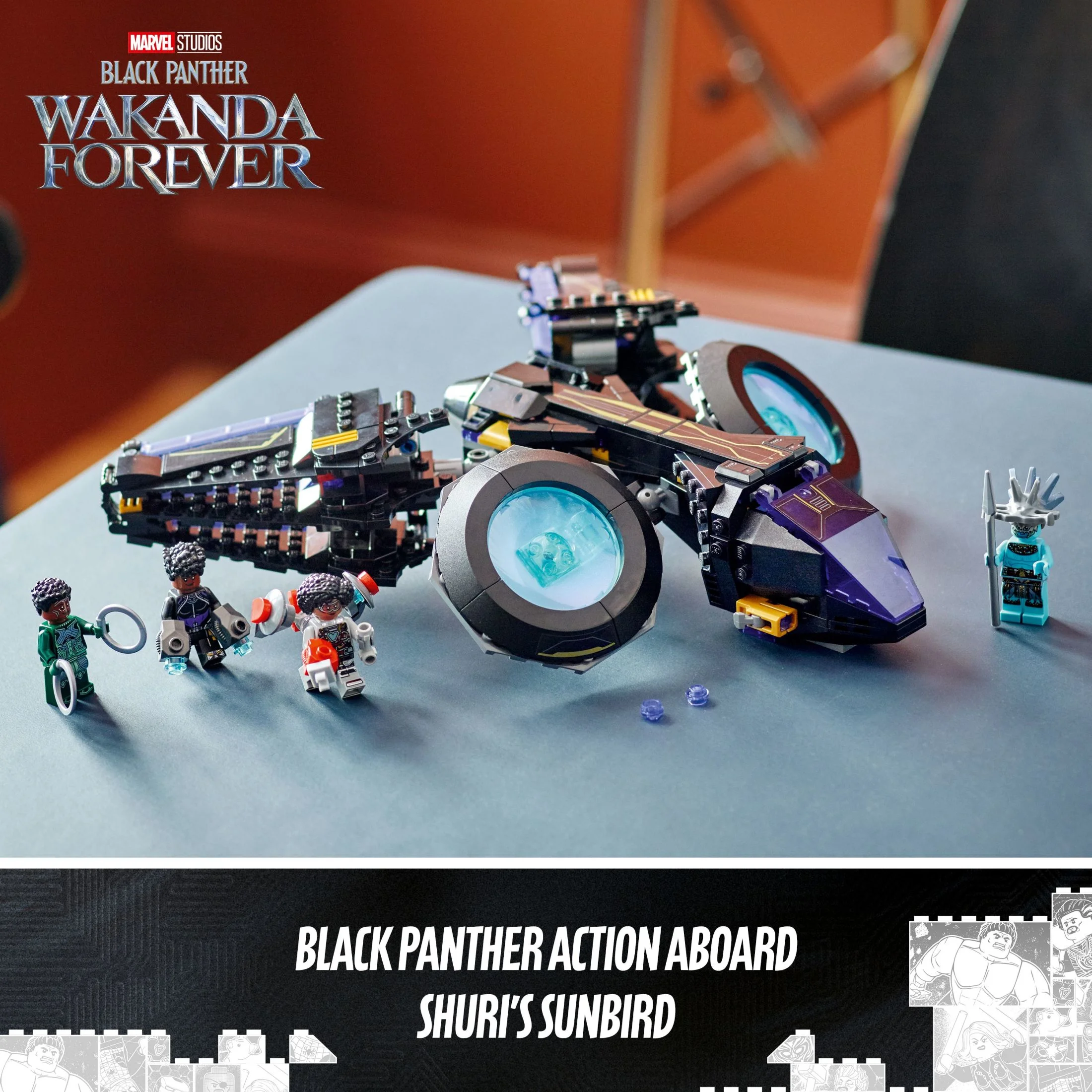 LEGO Marvel Black Panther: Wakanda Forever Shuri’s Sunbird 76211 Building Toy Set (355 Pieces)