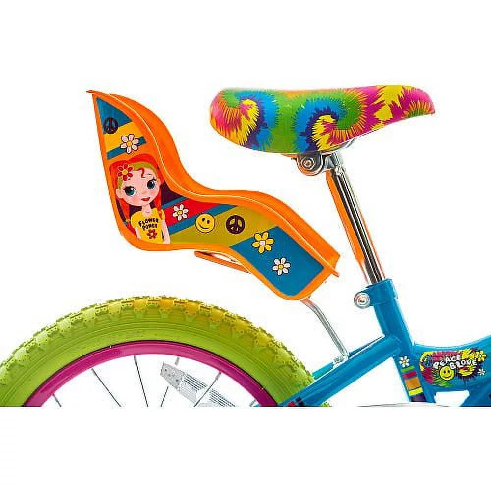 Titan Girl’s Flower Power Princess 16 In. BMX Bike with Training Wheels, Doll Seat, Basket and Streamers