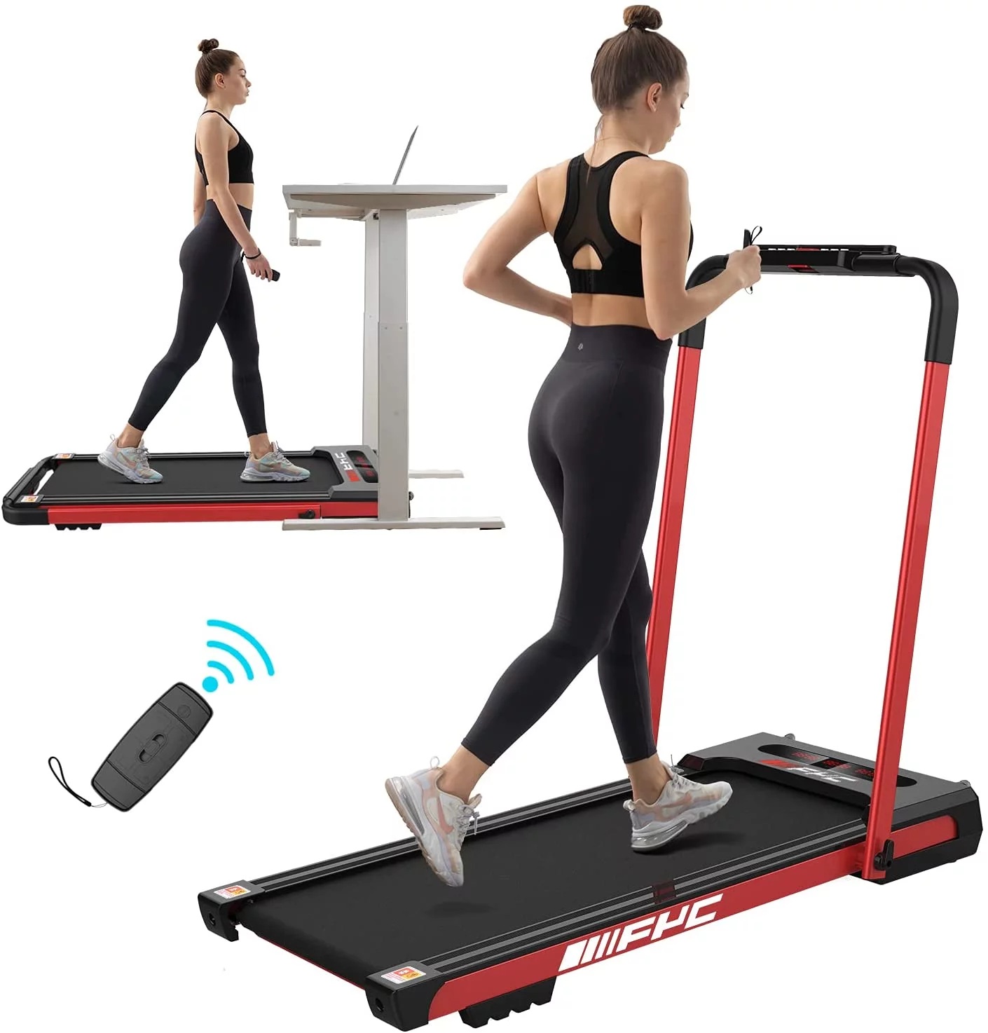 YY 2.5HP 2 in 1 Under Desk Folding Treadmill Installation-Free Foldable Treadmill Electric Running Machine With 12 Preset Programs Remote Control & LED Display for Home,Office Use,Sliver,JK31-8