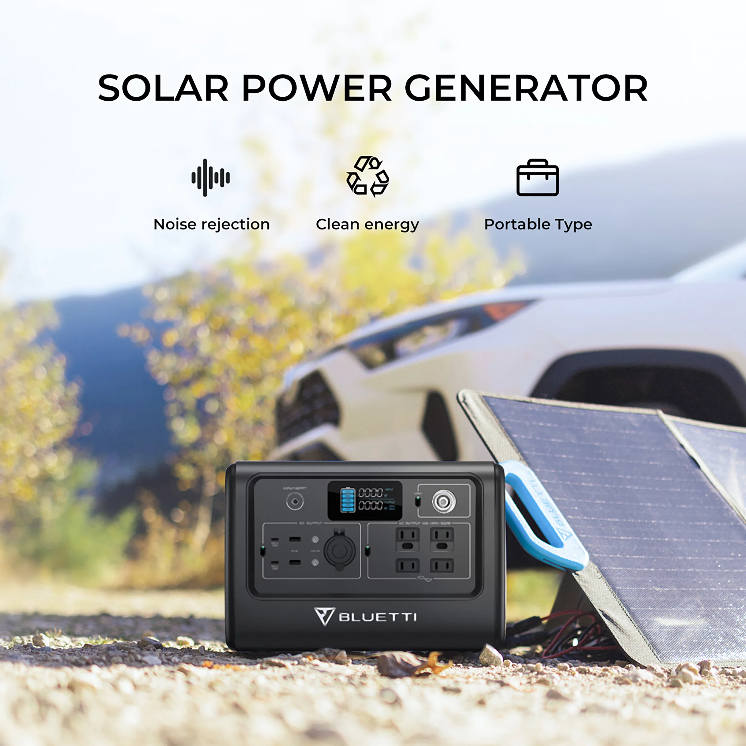 Bluetti Portable Power Station,EB70S Solar Generator,716Wh Capacity,W/Carry Bag,800W AC Output (1400W Peak), for Road Trip, Off-grid, Power Outage