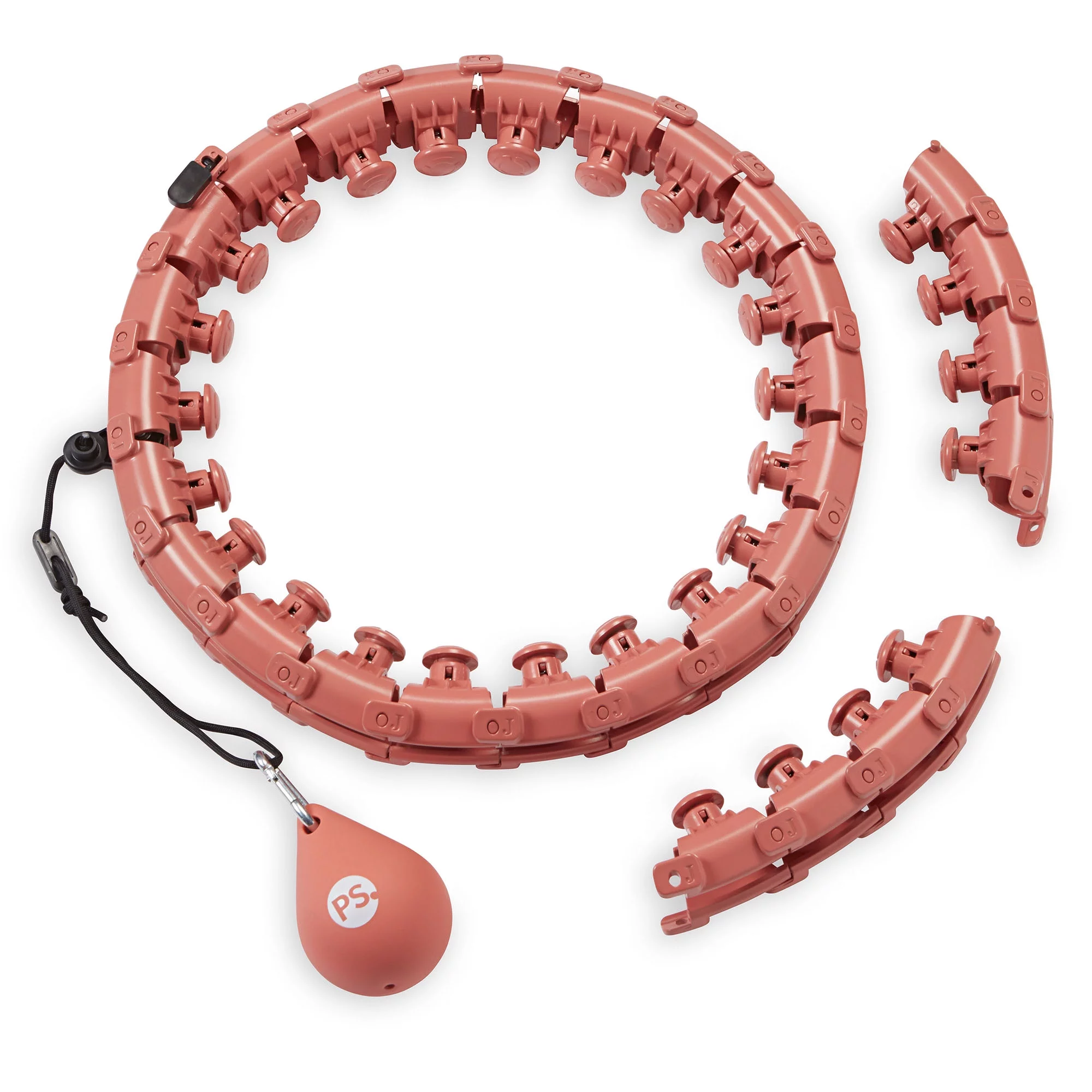 POPSUGAR Weighted & Adjustable Fitness Hoop, 30 Detachable Links with 1lb Weighted Ball, Coral