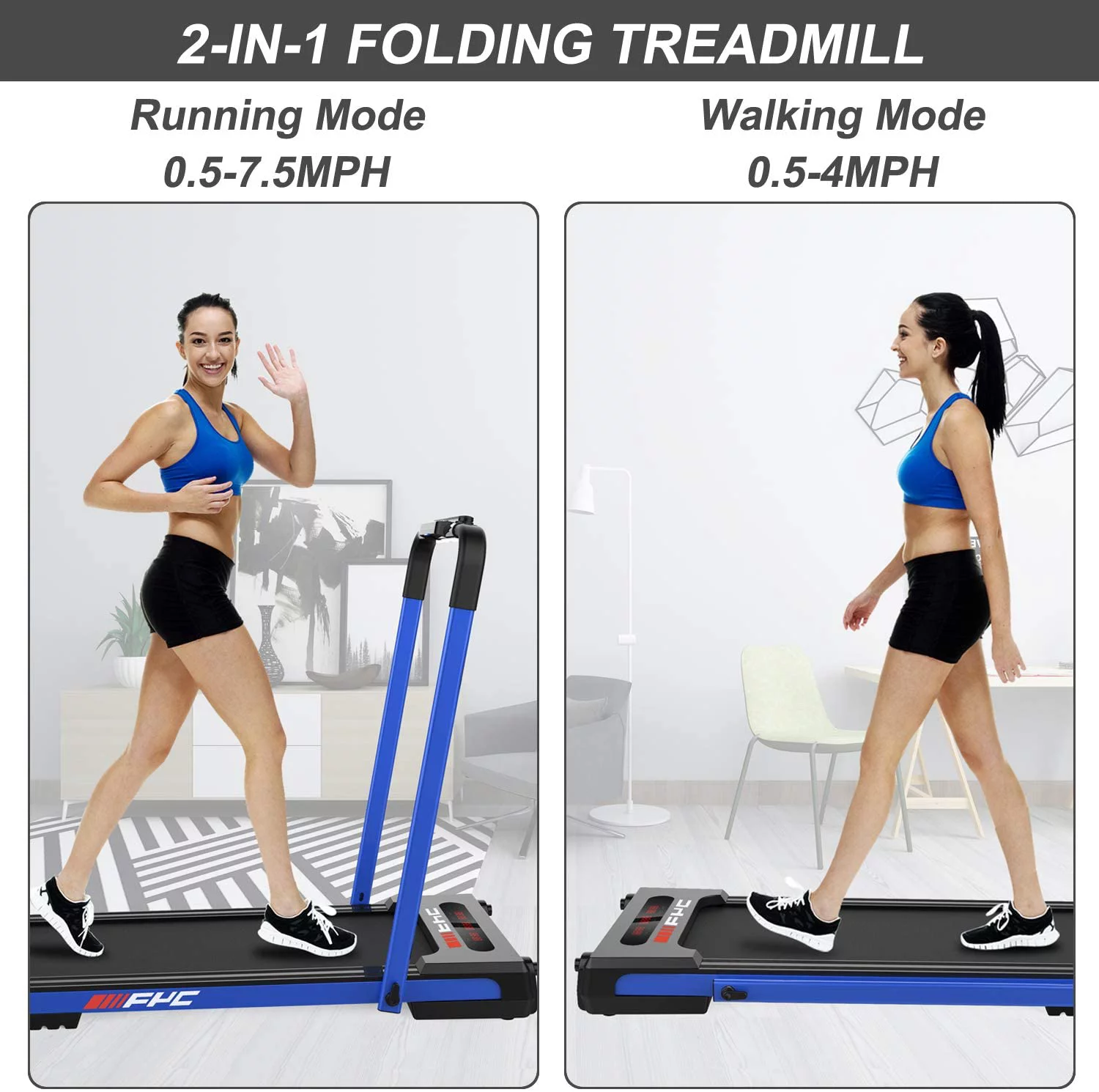 2.5HP Folding Treadmill Slim Compact Running Machine Portable Electric Treadmill Foldable Treadmill Workout Exercise for Small Apartment Home Gym Fitness Jogging Walking