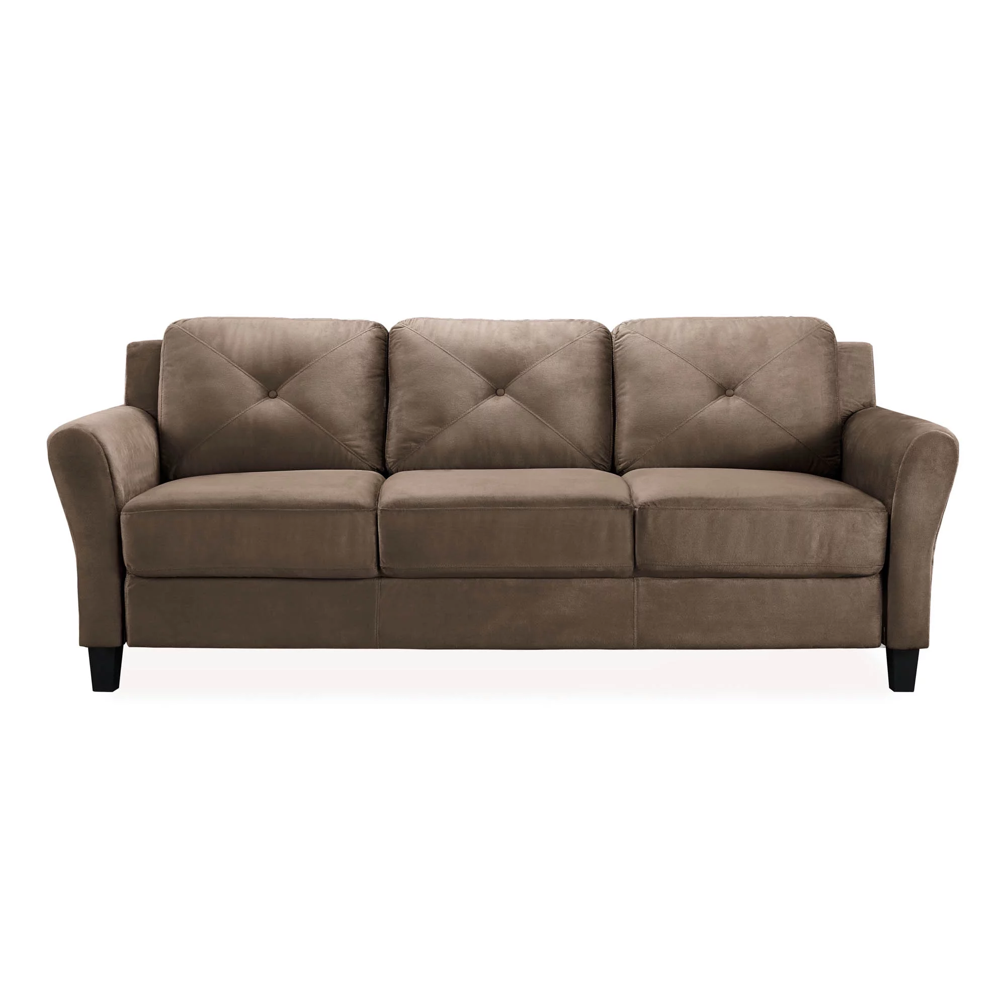 Lifestyle Solutions Taryn Traditional Sofa with Rolled Arms, Brown Fabric