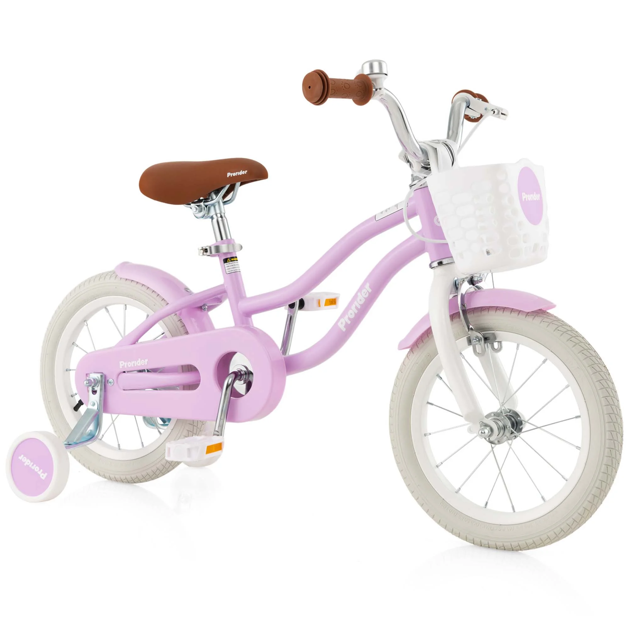 Costway 14” Kid’s Bike with Removable Training Wheels & Basket for 3-5 Years Old Pink