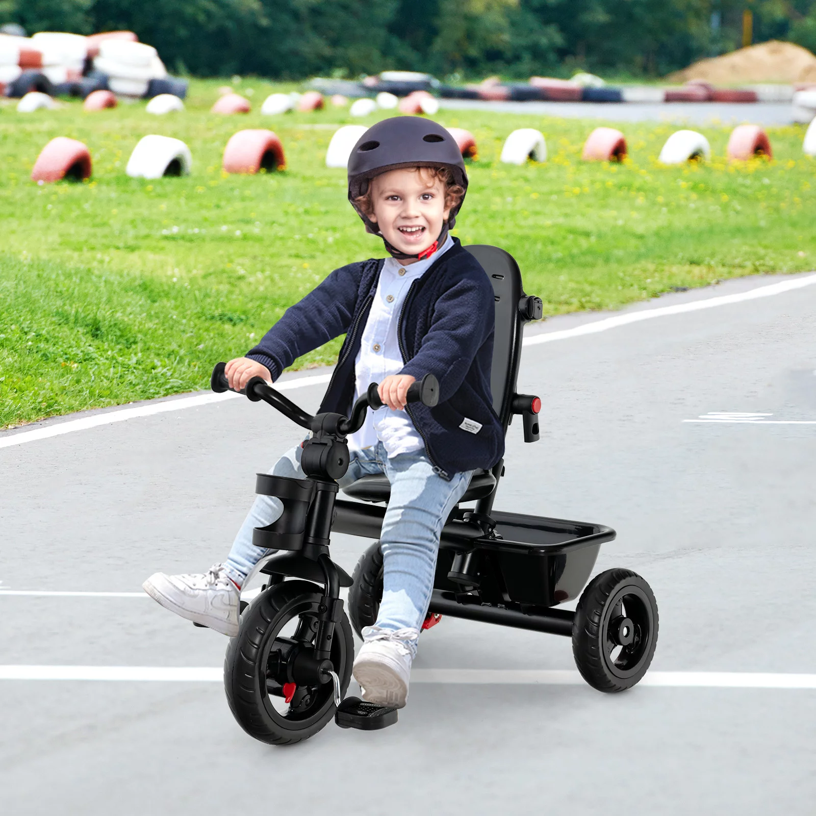 Infans 4-in-1 Baby Tricycle Toddler Trike w/ Convertible Seat Grey