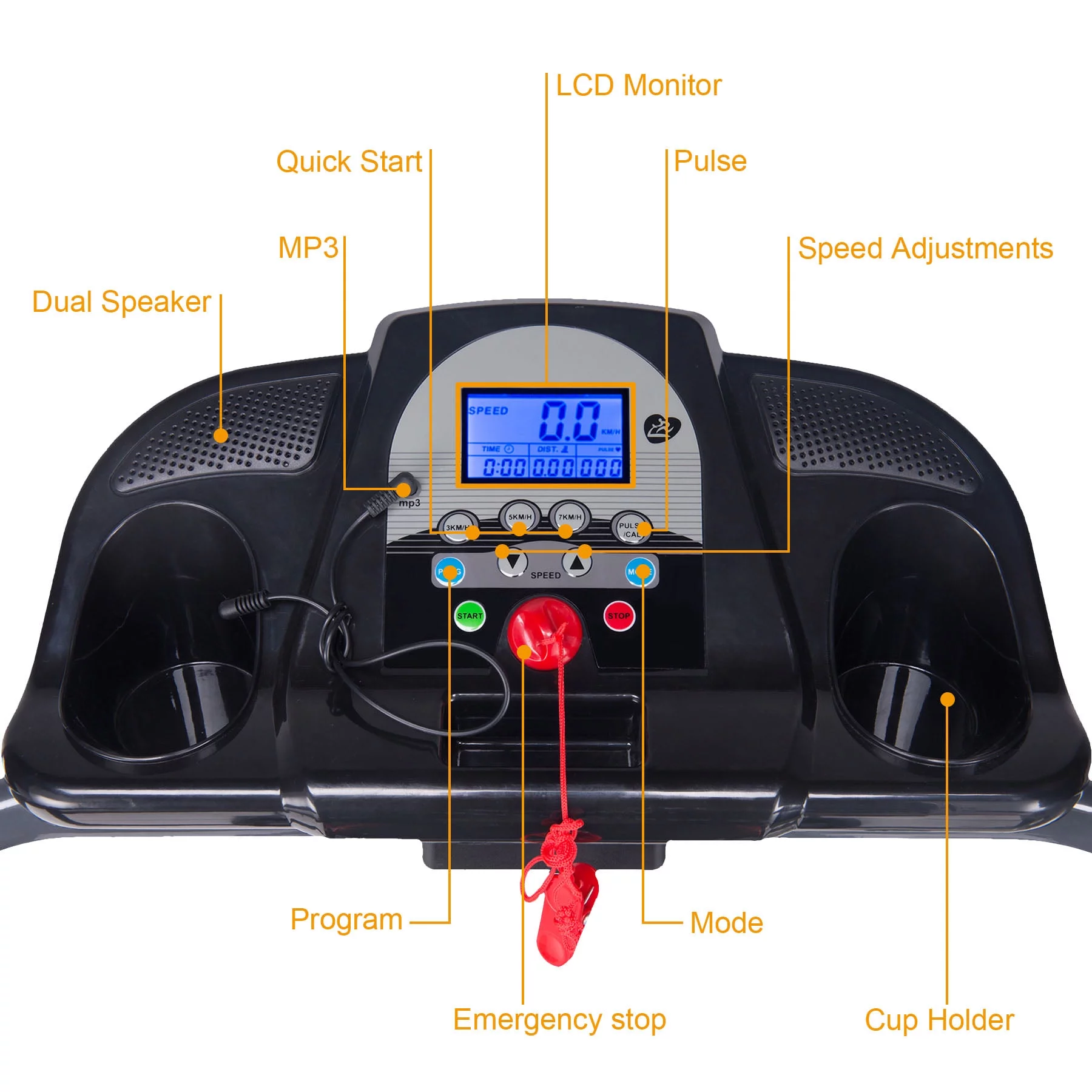 Motorized Treadmill Fitness Health Running Machine Equipment for Home Foldable & Incline 43.3″ x 15.7″ MP3 Compatible