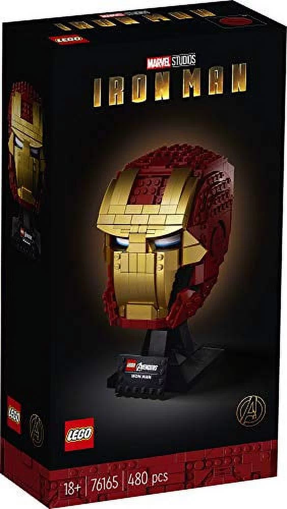 LEGO Marvel Avengers Iron Man Helmet 76165; Brick Iron Man-Mask for-Adults to Build and Display, Creative Challenge for Marvel Fans (480 Pieces)