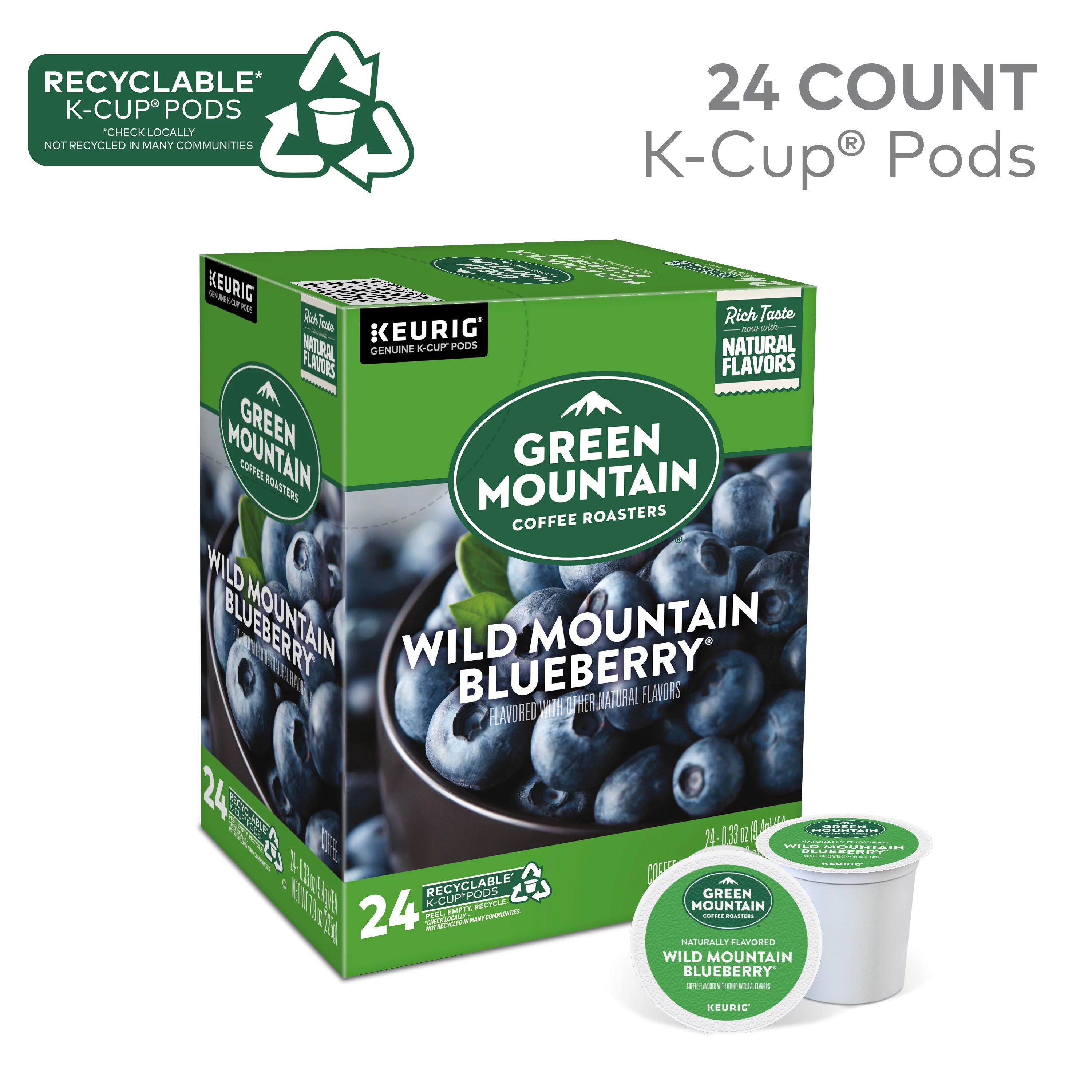 Green Mountain Coffee Roasters, Wild Mountain Blueberry Light Roast K-Cup Coffee Pods, 24 Count