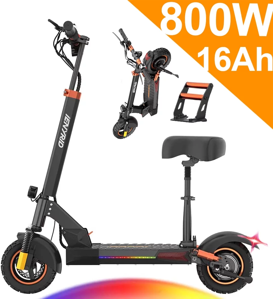 Electric Scooter 28 mph & 25 Miles 700W Kick Scooter, 10″ Tires Folding E Scooter Triple Suspension with Seat, Gift for Adult Teens Kids Commuter