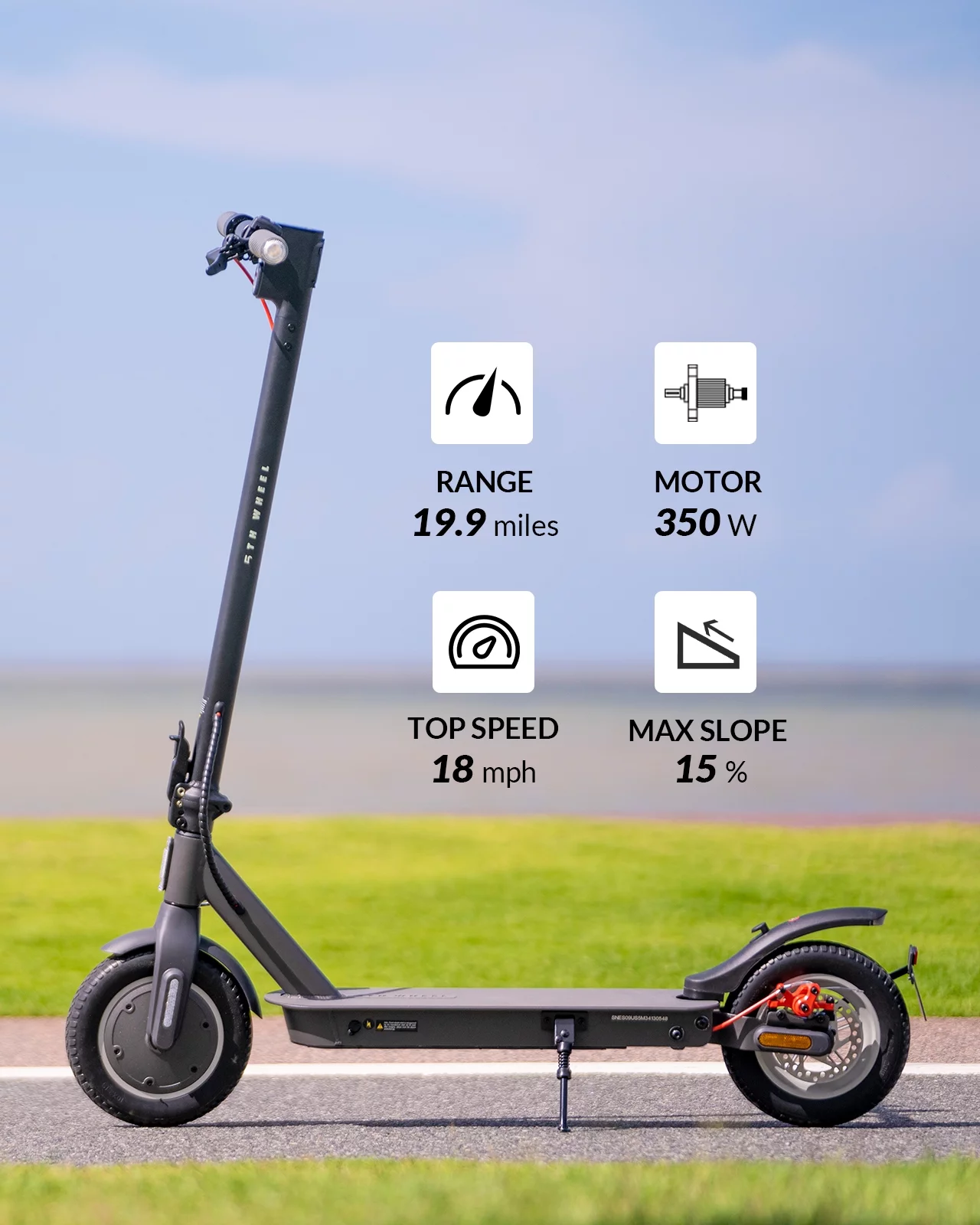 5TH WHEEL V30Pro Electric Scooter with Turn Signals, 10″ Solid Tires, 350W Motor, 19.9 Miles Range & 18 mph, Foldable Electric Scooter for Adults