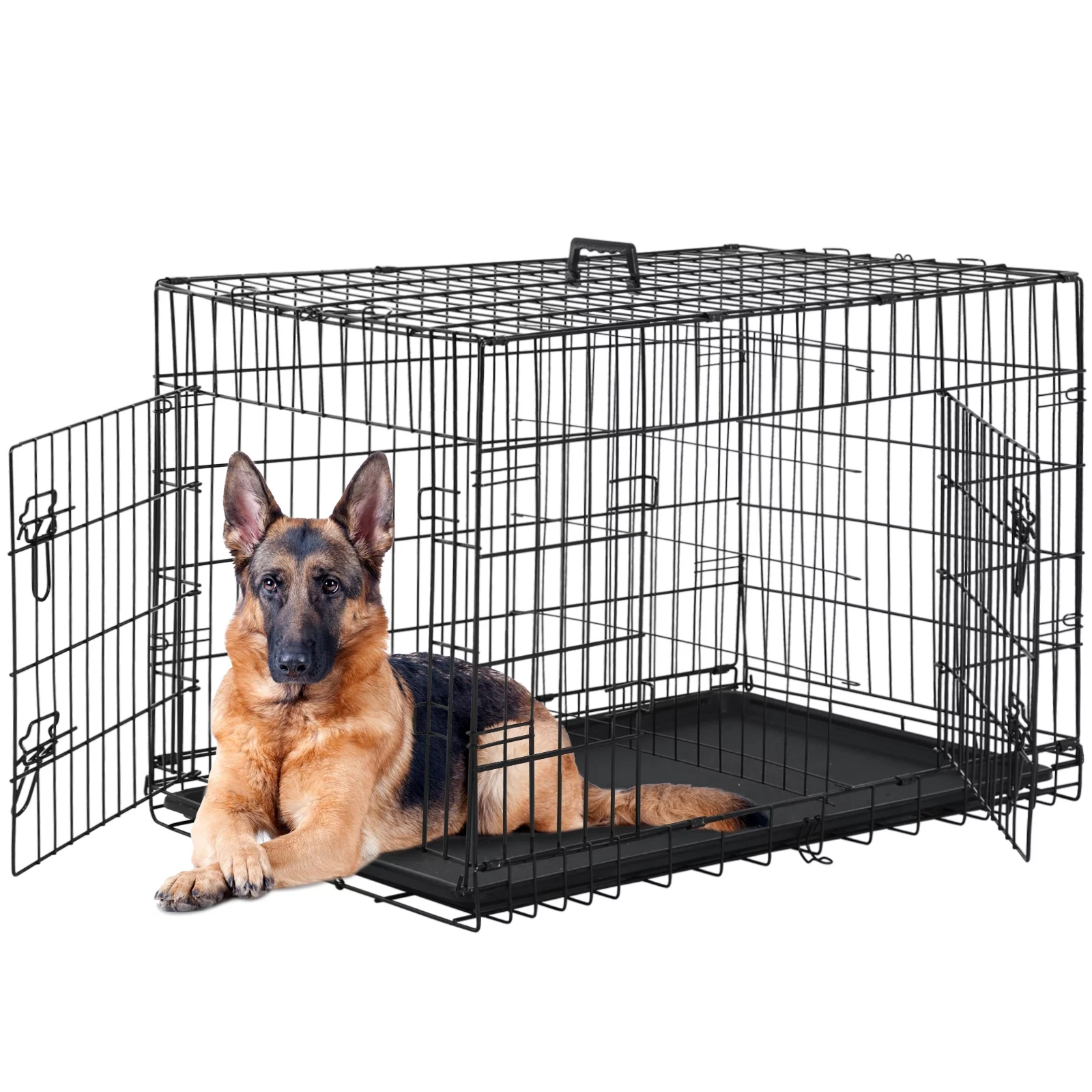 48 Inch Dog Crate for Large Dogs Outdoor Dog Kennel Large Metal Wire Dog Cage Indoor with Double-Door, Divider Panel & Leak-Proof Tray??