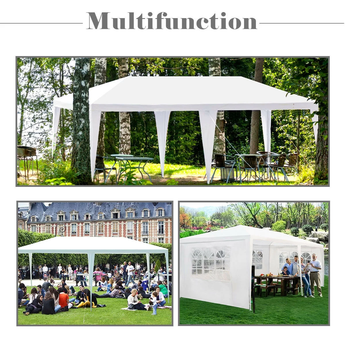 Costway 10’x20′ Canopy Tent Heavy Duty Wedding Party Tent 4 Sidewalls W/Carry Bag