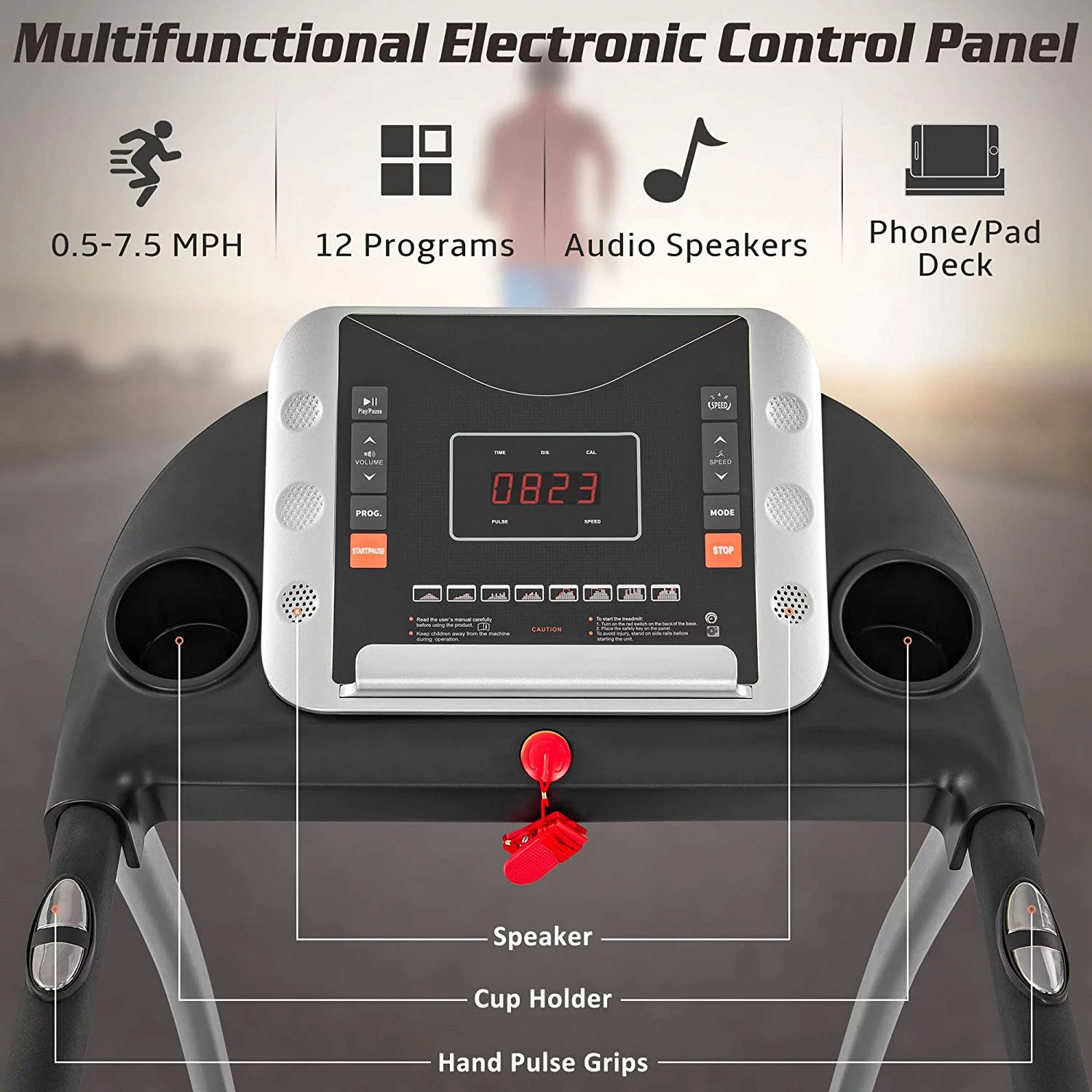 Foldable Electric Treadmill Motorized Running Machine Folding Easy Assembly Walking Jogging for Office Home Gym Workout