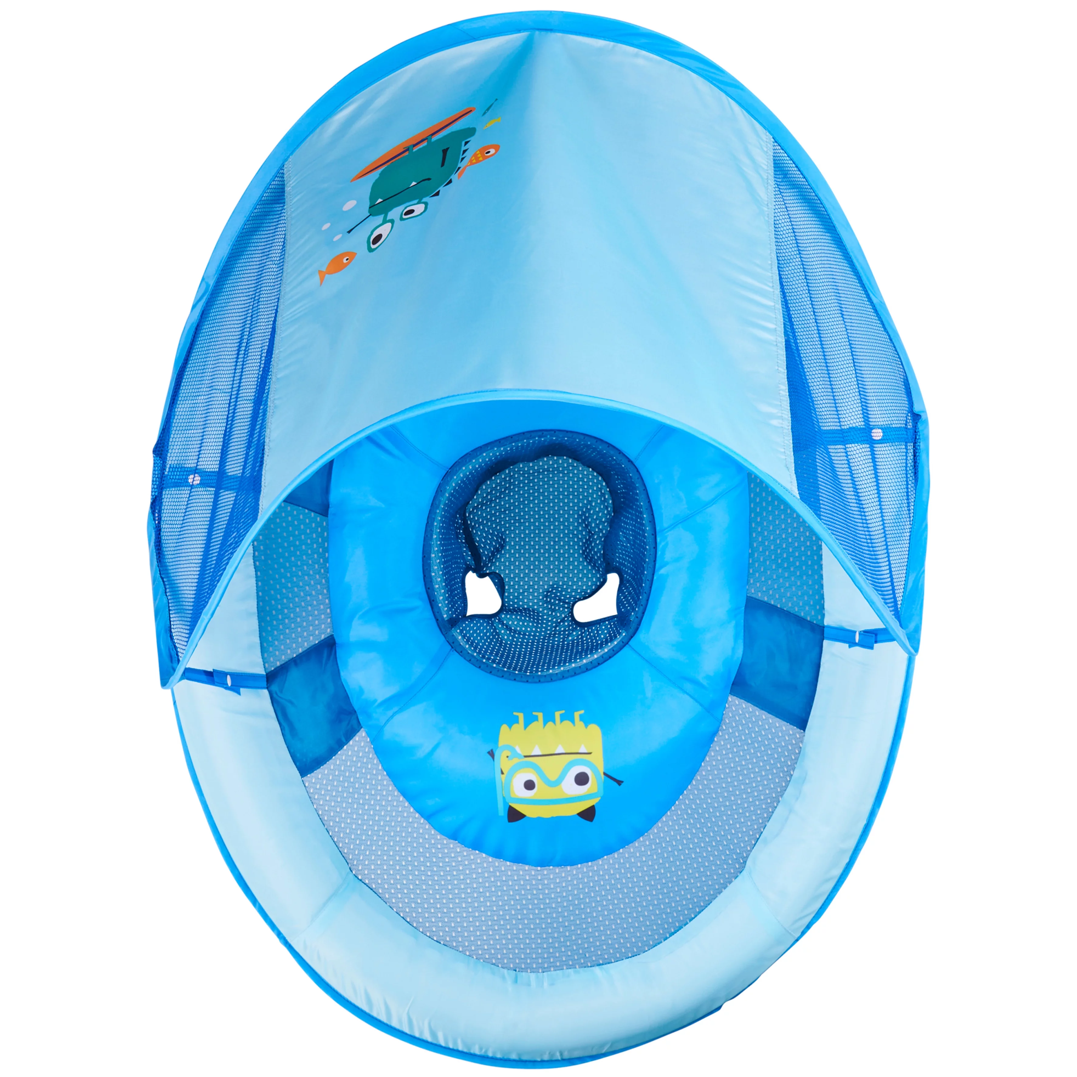 SwimWays Baby Spring Float Sun Canopy, Inflatable Pool Float for Baby Boys, Blue