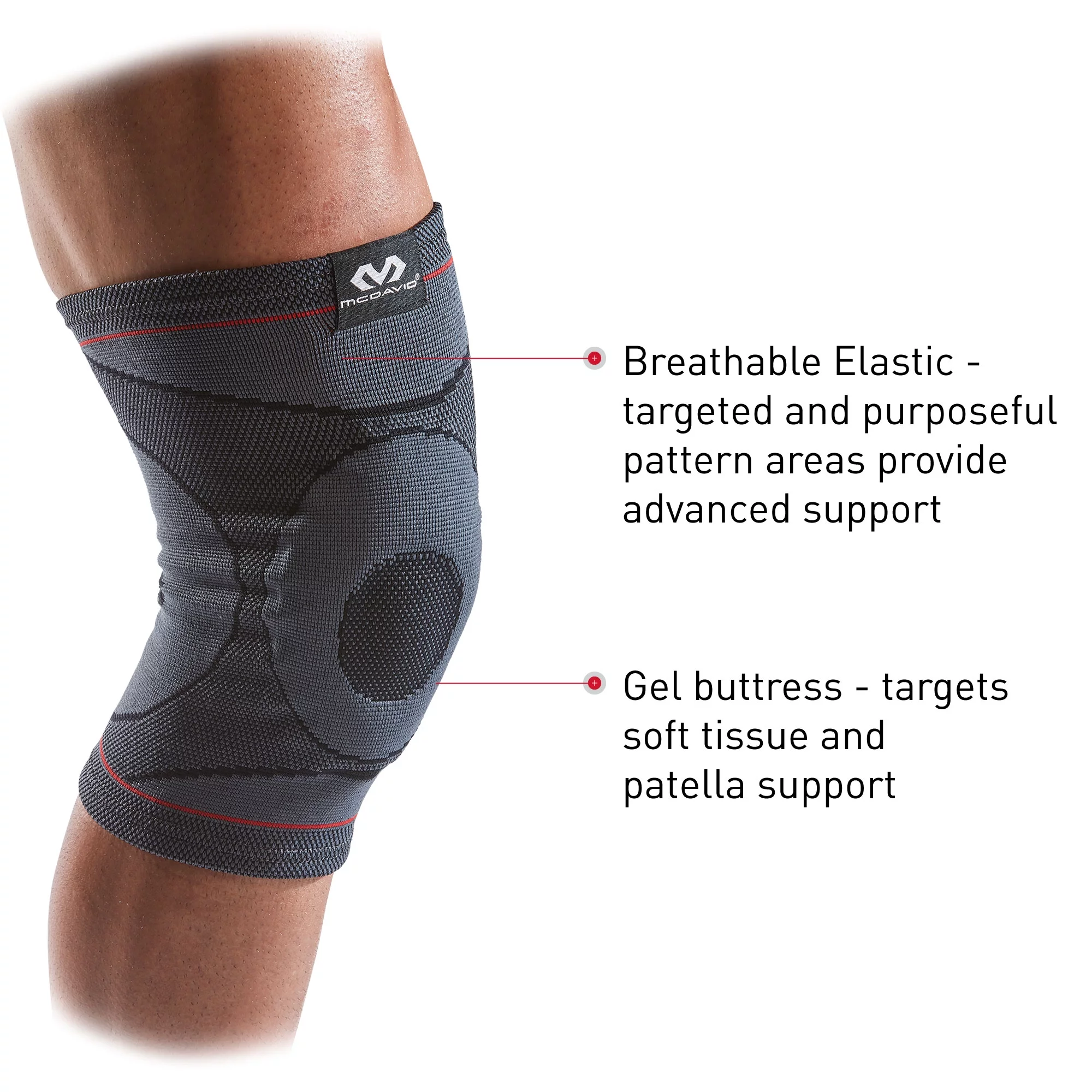 McDavid Sport Knee Compression Knit Sleeve W/ Gel Buttress, Gray, Small/Medium, Fitness Recovery