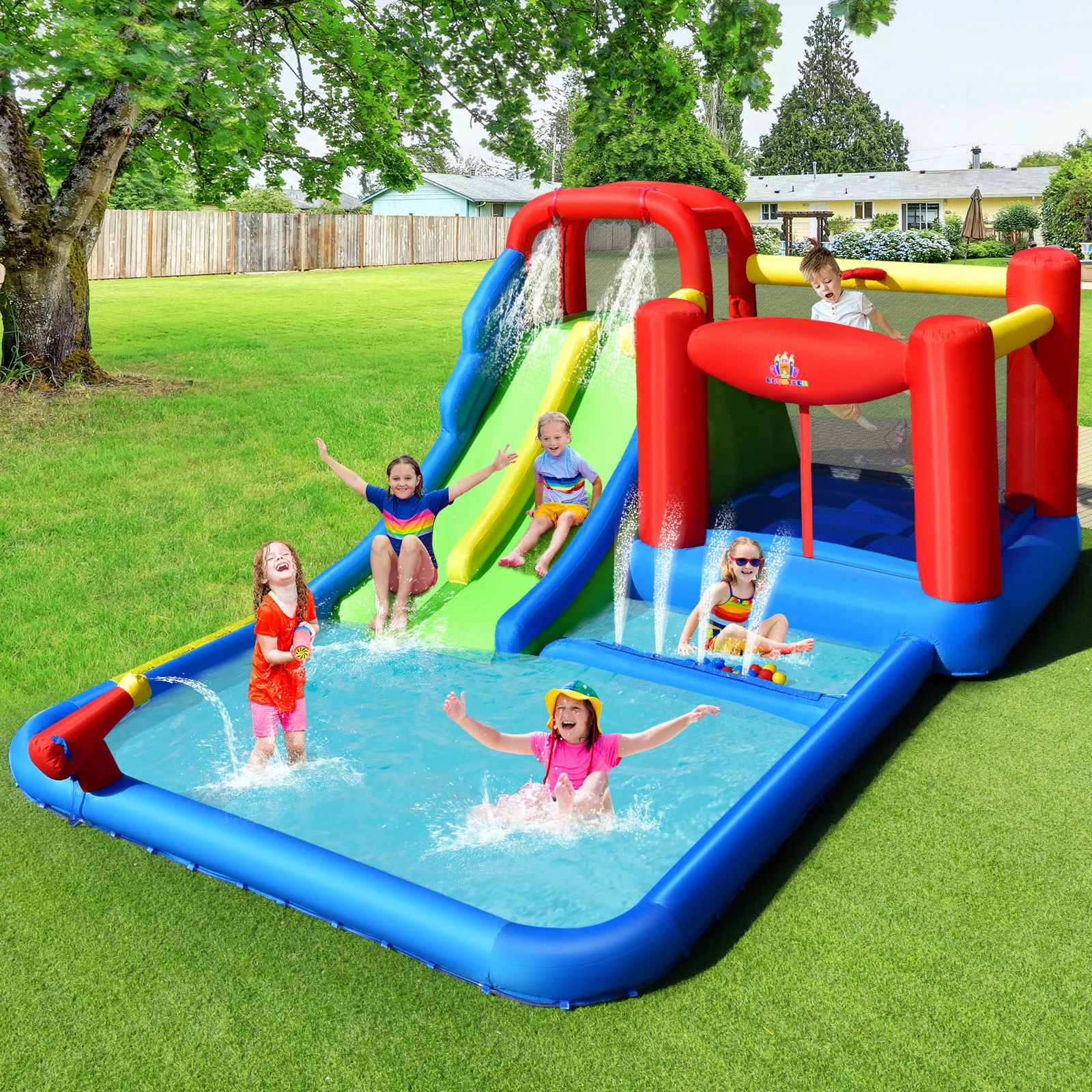 Infans Inflatable Water Slide Kids Jumping Bounce Castle w/ Ocean Balls & 780W Blower