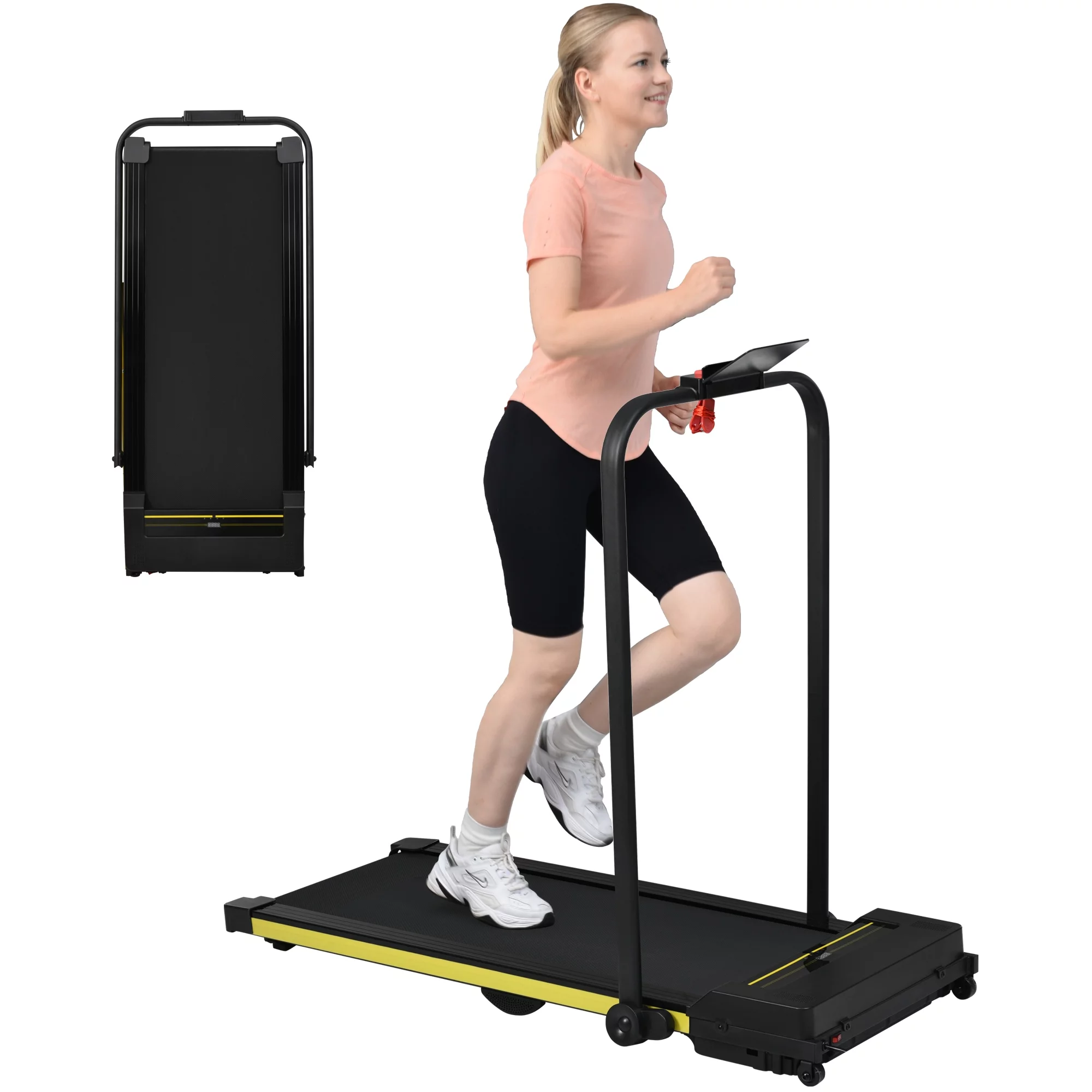 EUROCO 2 in 1 Under Desk Treadmill 7.6MPH Foldable Running Walking Pad 2.5HP Treadmills for Home and Office