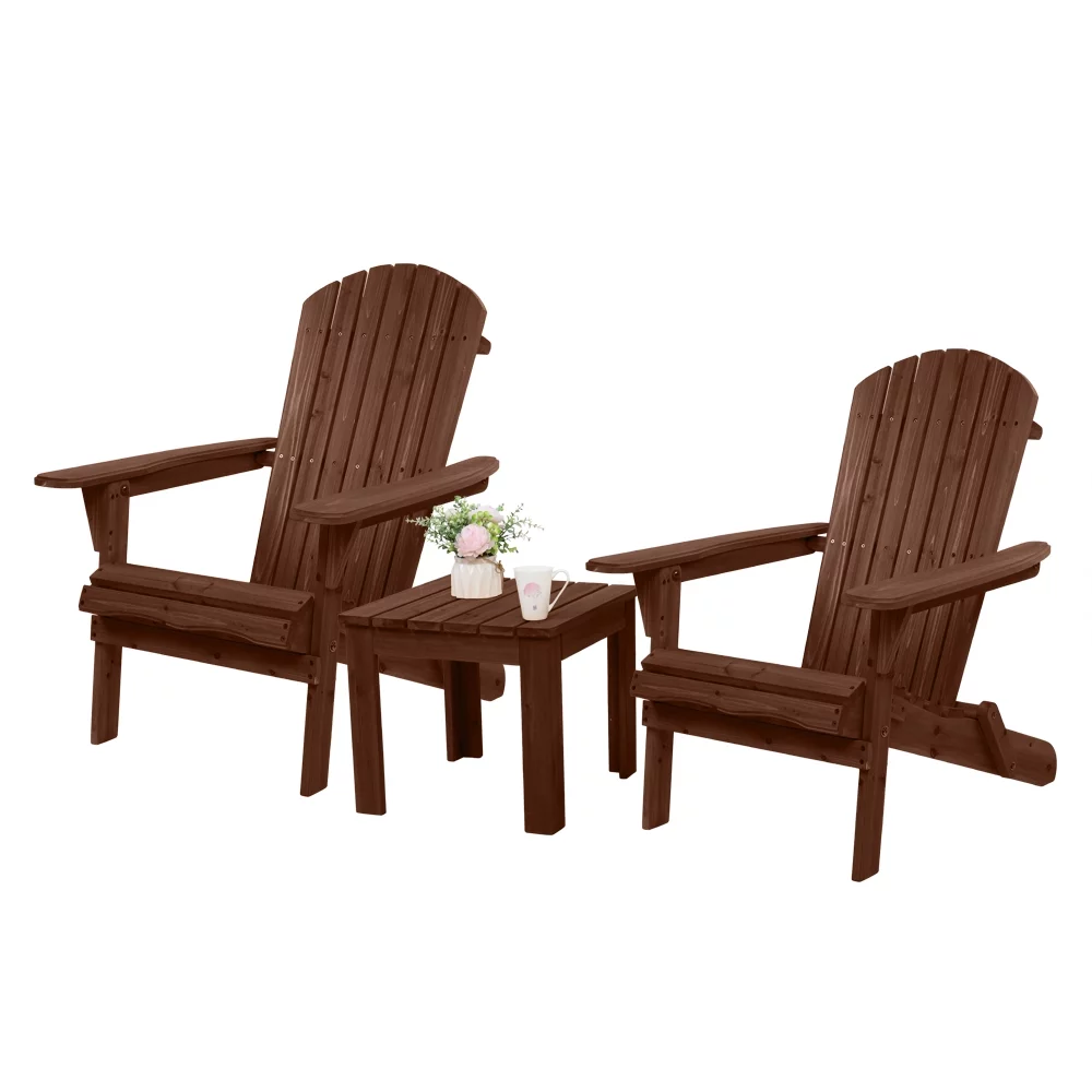 Ktaxon Patio Wood Adirondack Chair, Garden Chaise Chair Outdoor Folding Chair, Carbonized Color