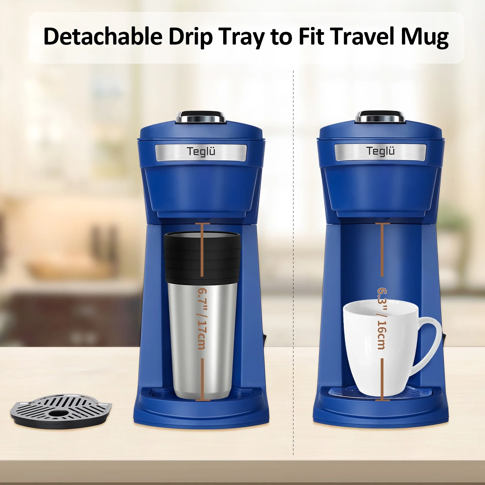 2 in 1 Single Serve Coffee Maker for K Cup Pods & Ground Coffee, Mini K Cup Coffee Machine with 6 to 14 oz Brew Sizes, Single Cup Coffee Brewer with One-Press Fast Brewing, Reusable Filters, Black