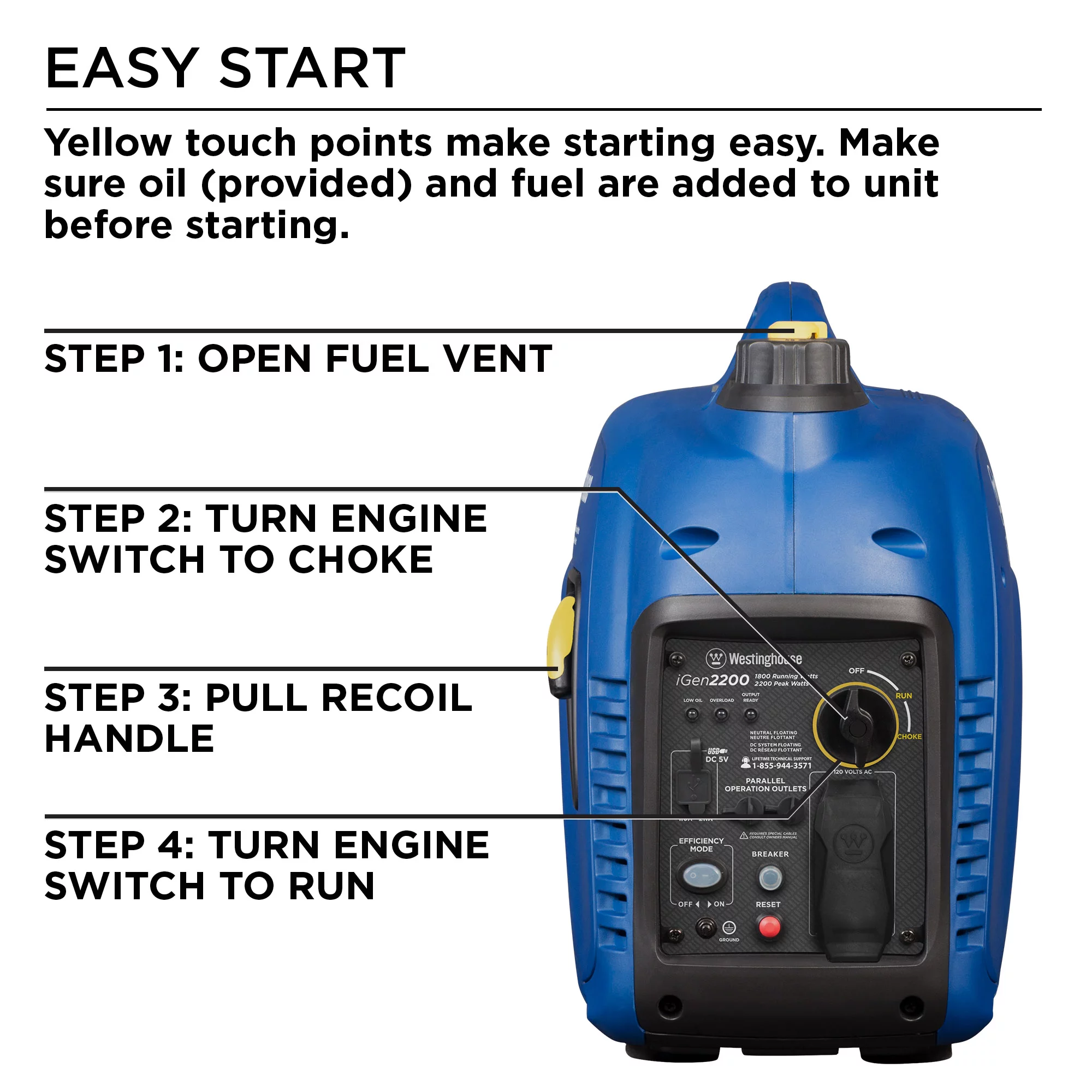 Westinghouse 2200 Peak Watt Portable Gas Inverter Generator