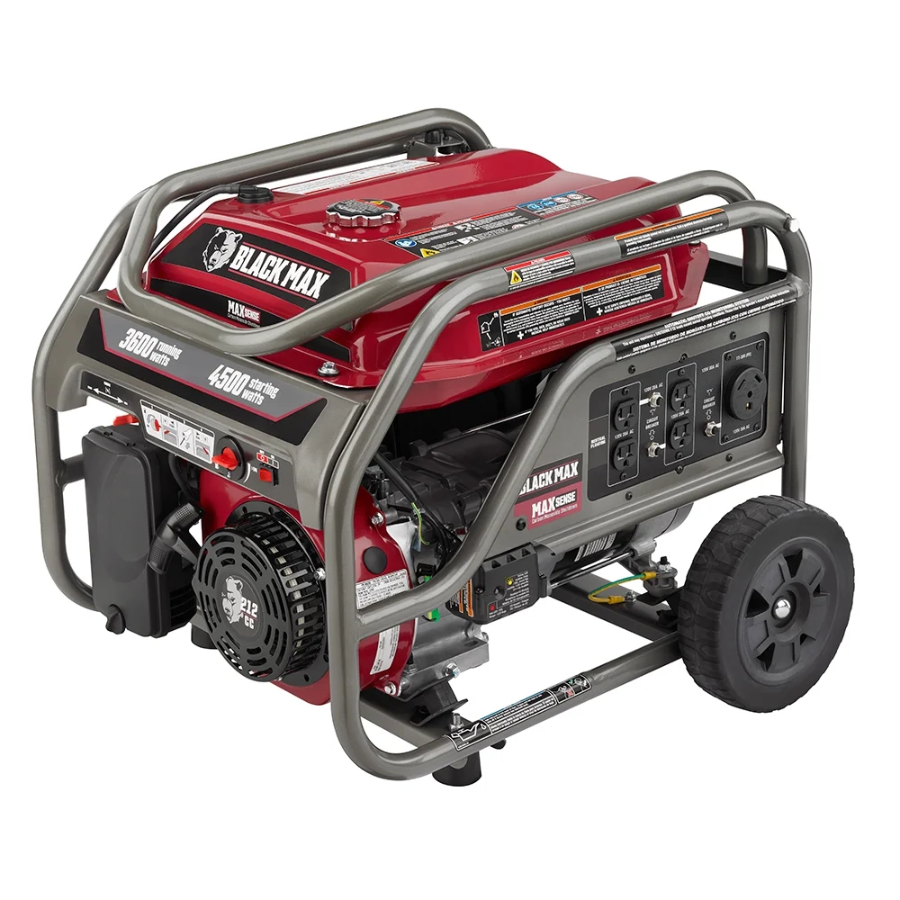 Black Max Portable 3600 Watt Generator with Auto Shutdown, Carb-Compliant