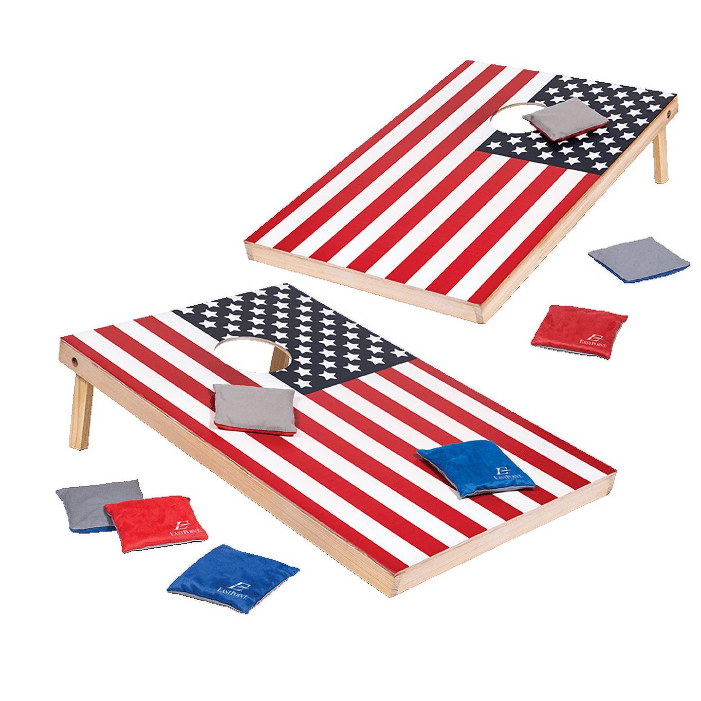 EastPoint Sports 2′ x 3′ American Flag Cornhole Boards – Bean Bag Toss Set with 8 Bean Bags