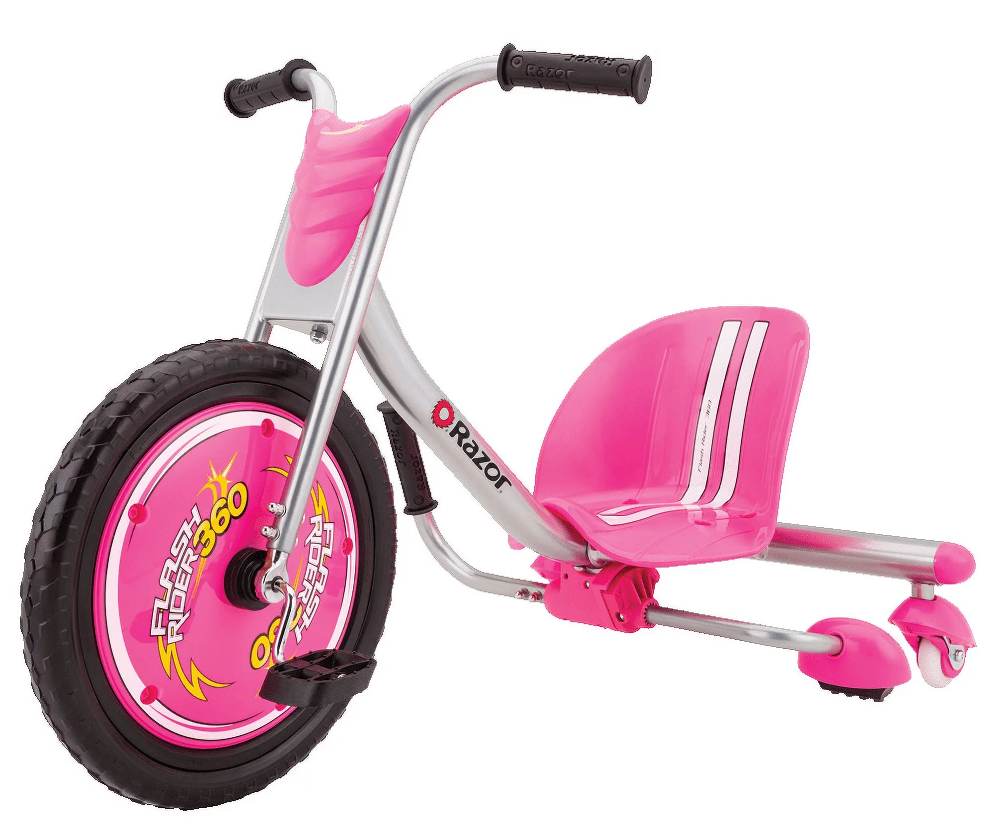 Razor FlashRider 360 Tricycle with Sparks – Pink, 16″ Front Wheel, Welded Steel Frame Trike, Ride-On Toy for Kids Ages 6 and Up, Unisex