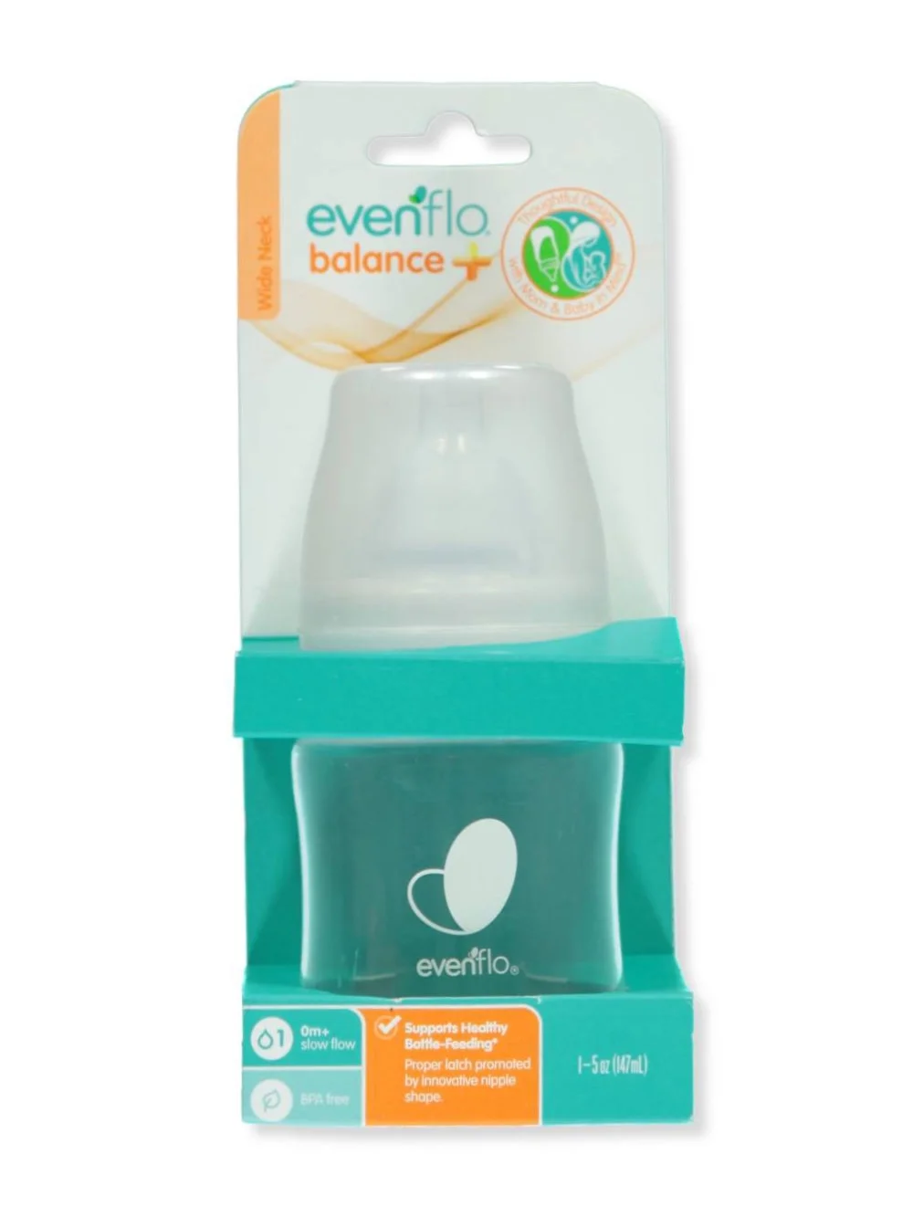 Evenflo Balance + Wide Neck BPA-Free Plastic Baby Bottles, 9oz, Clear, 6ct