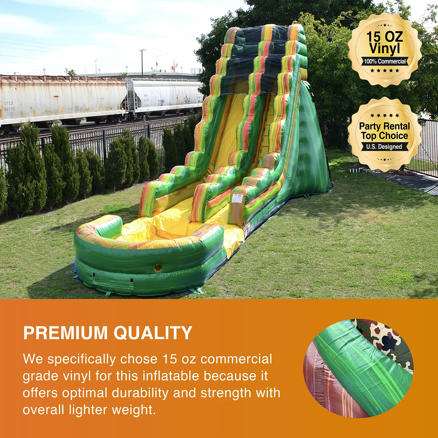 JumpOrange 19′ Amazon River Commercial Grade Water Slide Inflatable with Splash Pool for Kids and Adults (with Blower), Summer Fun, Wet Dry Use