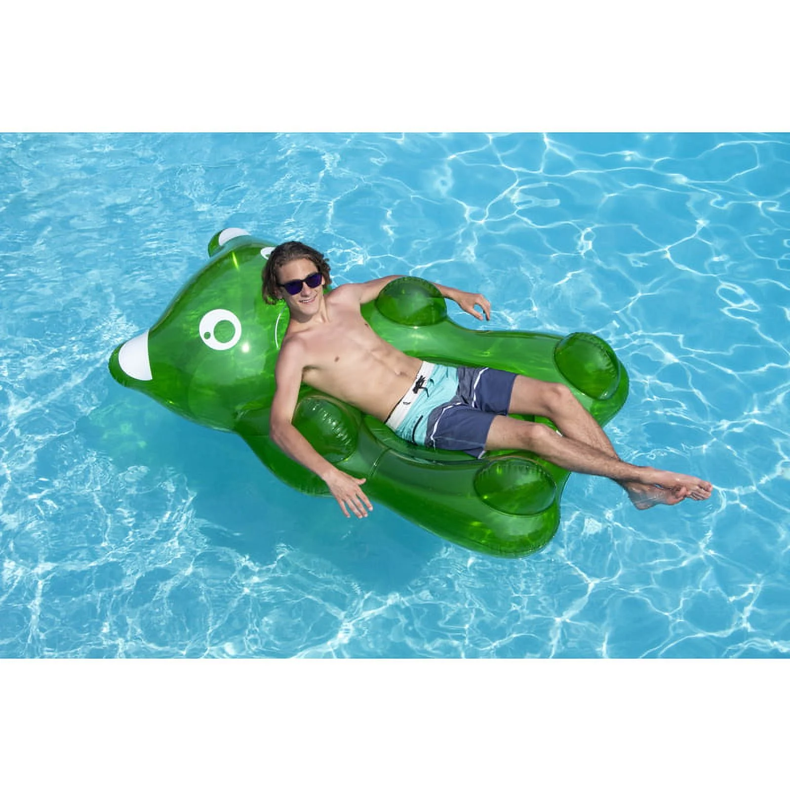 Swimline Inflatable Gummy Bear Pool Float Assortment, Blue, Green, Purple, 60″ x 37″ x 20″