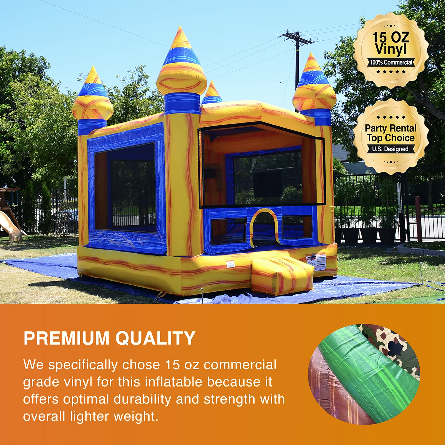 JumpOrange Volcano Commercial Grade Bounce House Inflatable for Kids and Adults (with Blower), Castle Theme