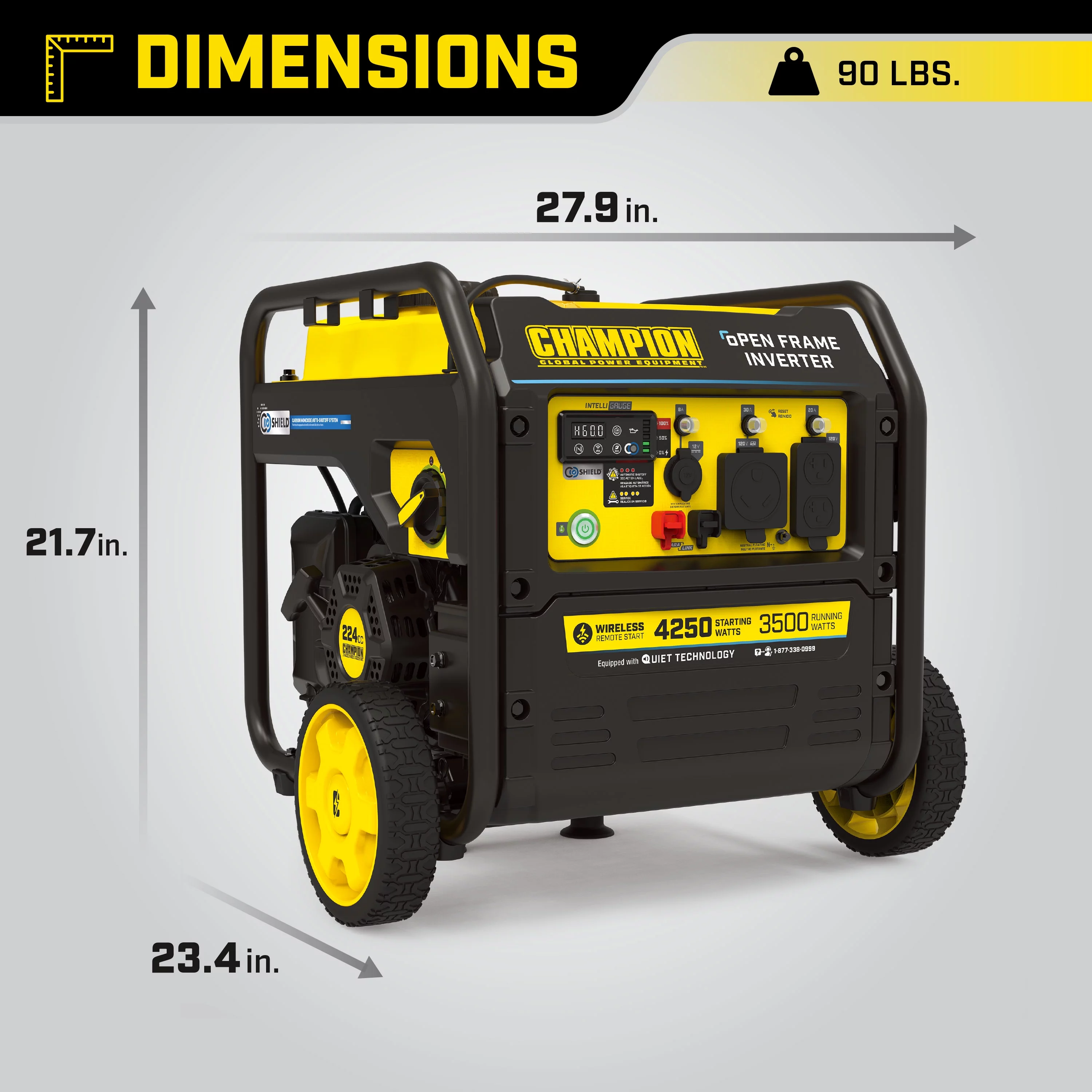 Champion Power Equipment 4250-Watt Open Frame Inverter with CO Shield and Wireless Remote Start