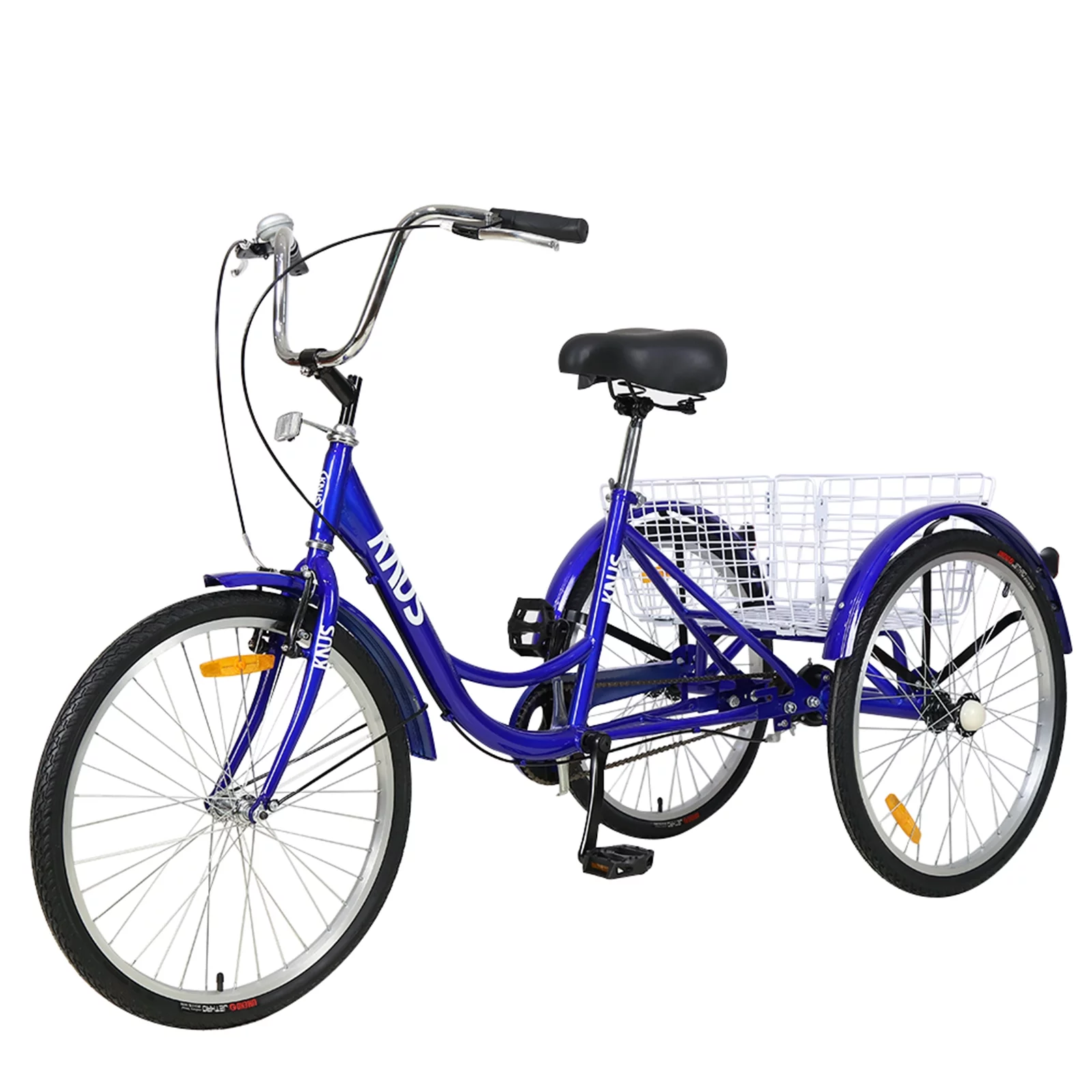 Adult Tricycle Trikes, Single Speed, Adult Trikes, 26 Inch 3 Wheel Bikes, Three-Wheeled Cruiser Bicycle with Large Shopping Basket, for Women, Men, Yellow