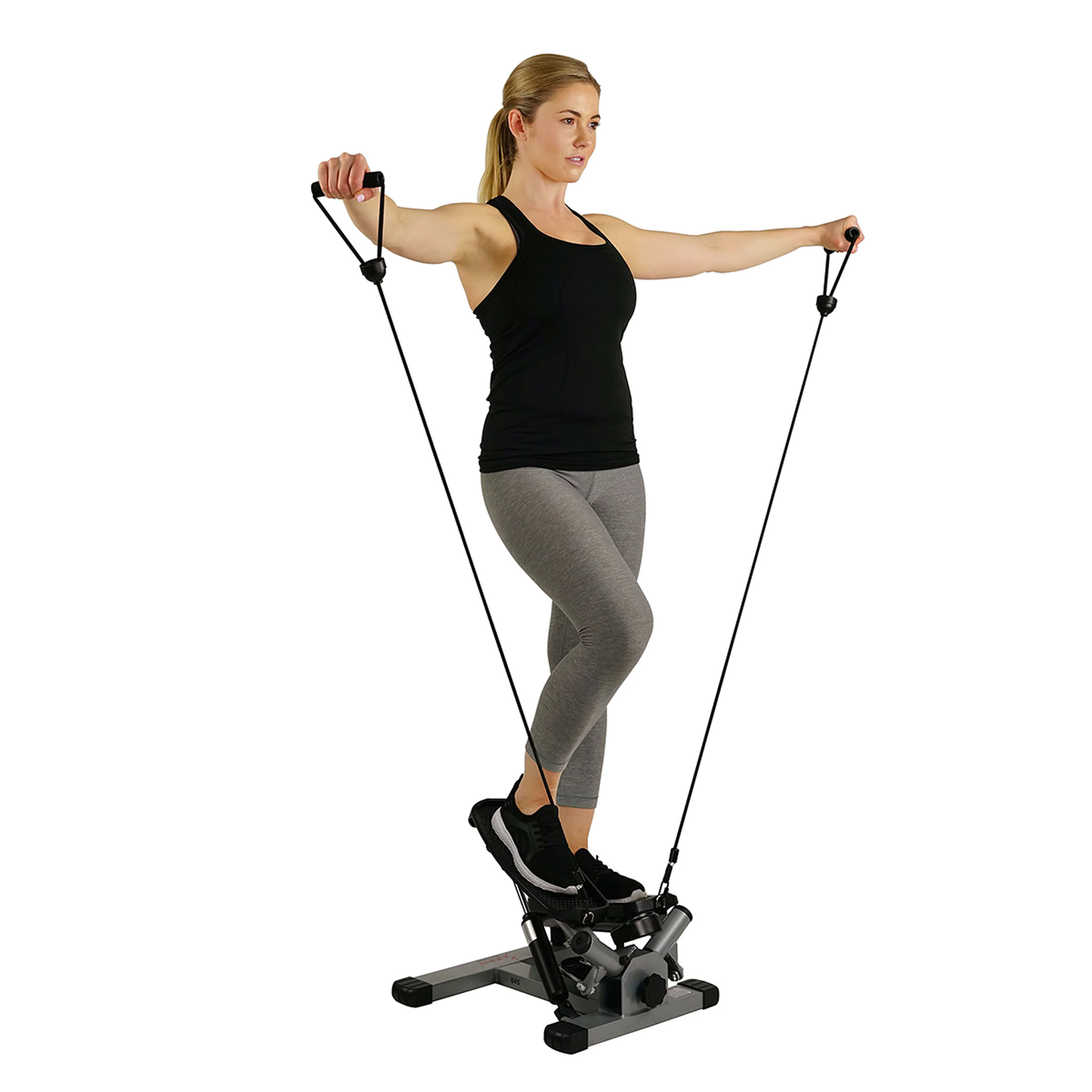 Sunny Health & Fitness Advanced Exercise Mini Stair Stepper, Twister, Climber Machine with Resistance Bands, SF-S0979