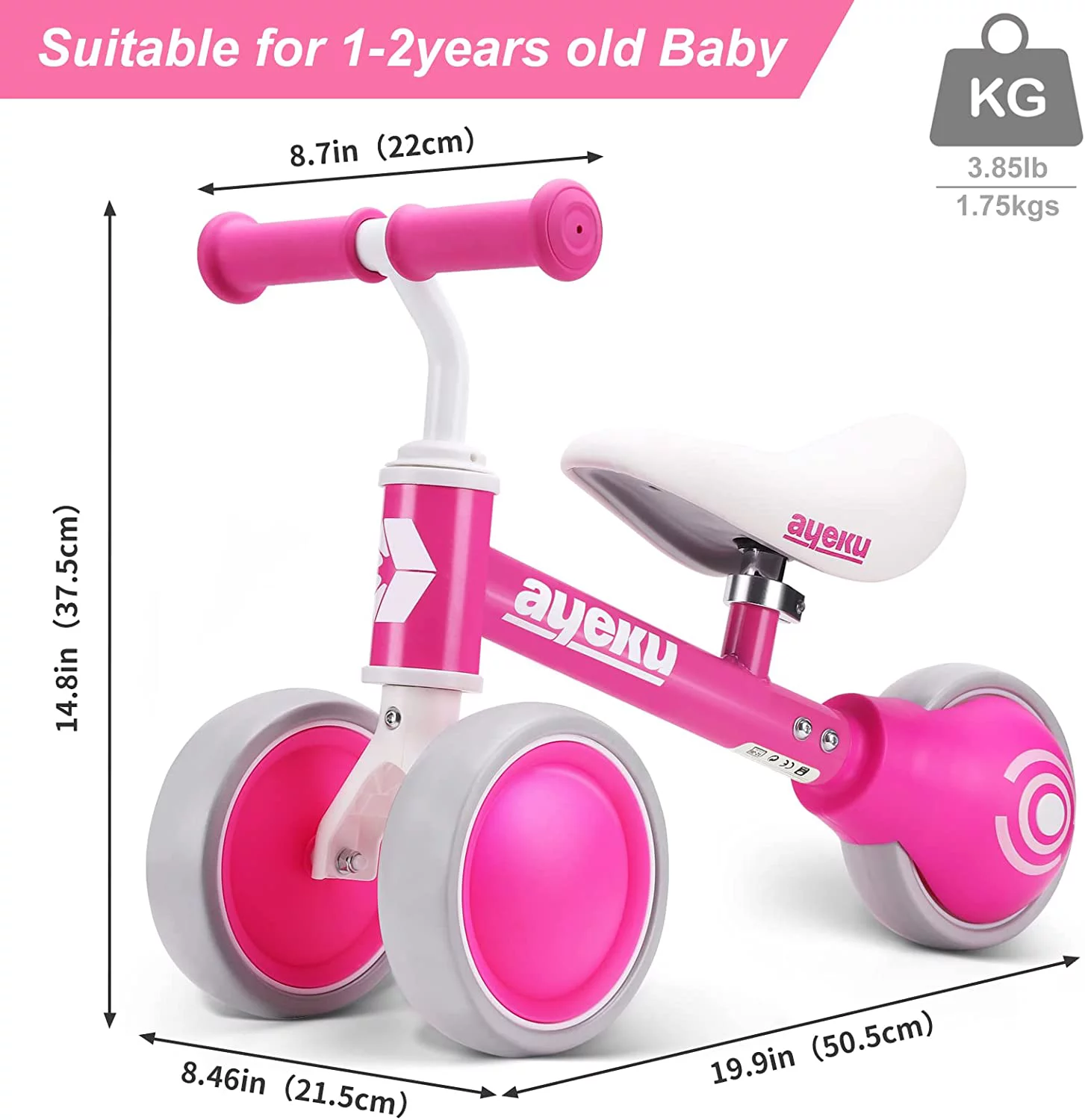 AyeKu Baby Balance Bike Toys for 1 Year Old Boy Girl Gifts, Months Toy Toddler First Birthday Gift,One Year Old Must Haves Mini Bike Rose Red