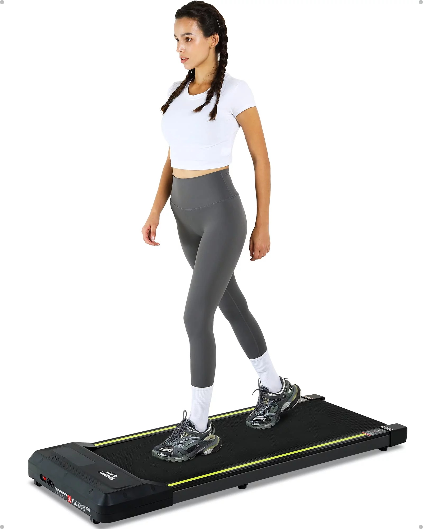 Walking Pad, Portable Treadmill, Smart Under Desk Treadmill with Remote Control, Safety Non Holder Gym and Running Device 0.5-3.8 MHP, No Assembly Needed, Grey