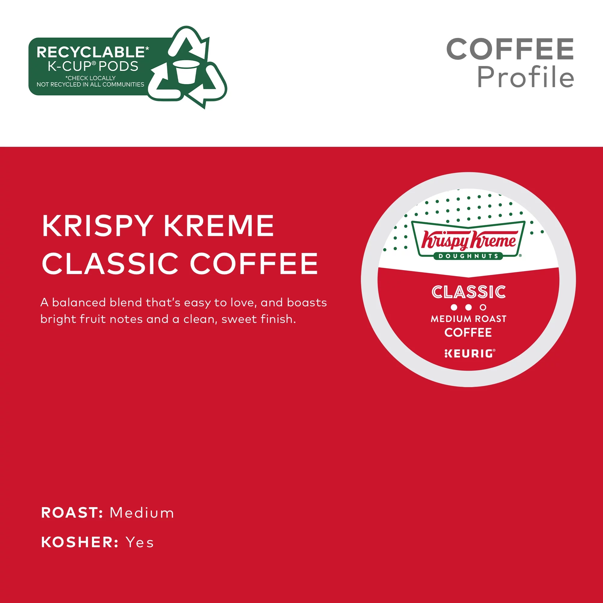 Krispy Kreme Classic Coffee, Keurig Single Serve K-Cup Pods, Medium Roast, 24 Count