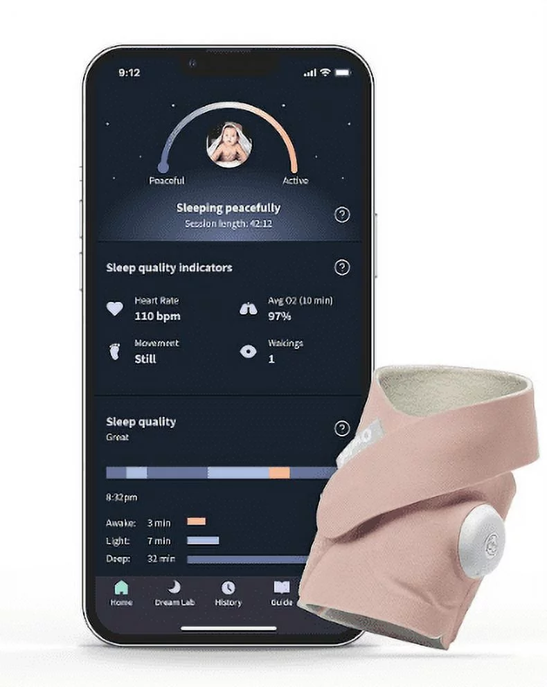 Owlet Dream Sock – FDA-Cleared Smart Baby Monitor with Live Health Readings & Notifications – Mint