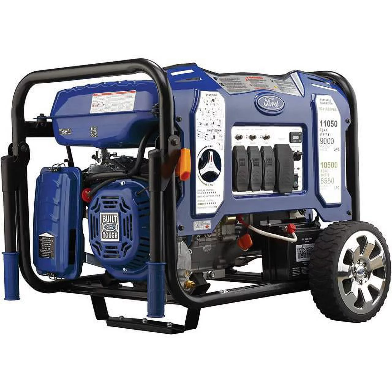 Ford, 11050W Dual Fuel Portable Switch & Go Technology and Electric Start FG11050PBE-A Generator, Blue