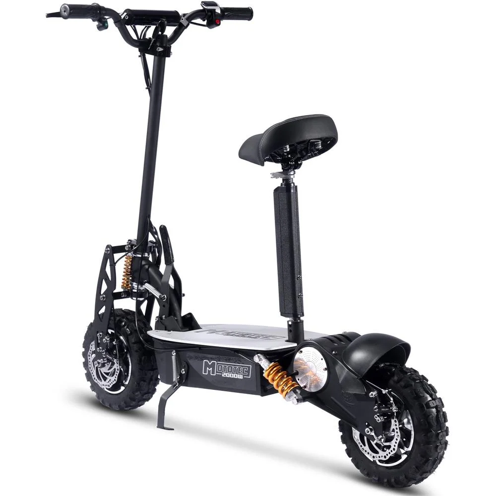 MotoTec 2000w 48v Stand Up Electric Scooter with Seat Black