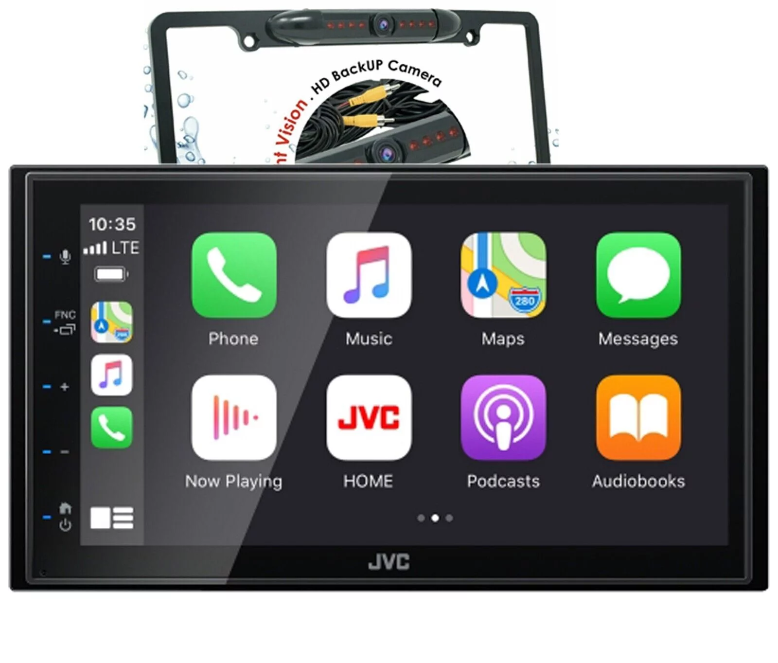 JVC KW-M560BT 6.8″ Bluetooth Digital Media Car Play/Android Receiver+ Cam XV30 Bundle