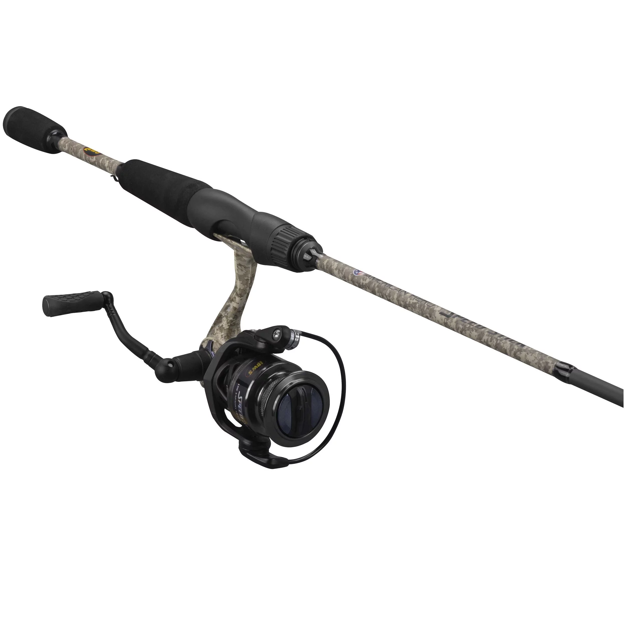 Lew’s American Hero Camo 200 6.2:1 6′-2pc Med Spinning Rod and Reel Combo