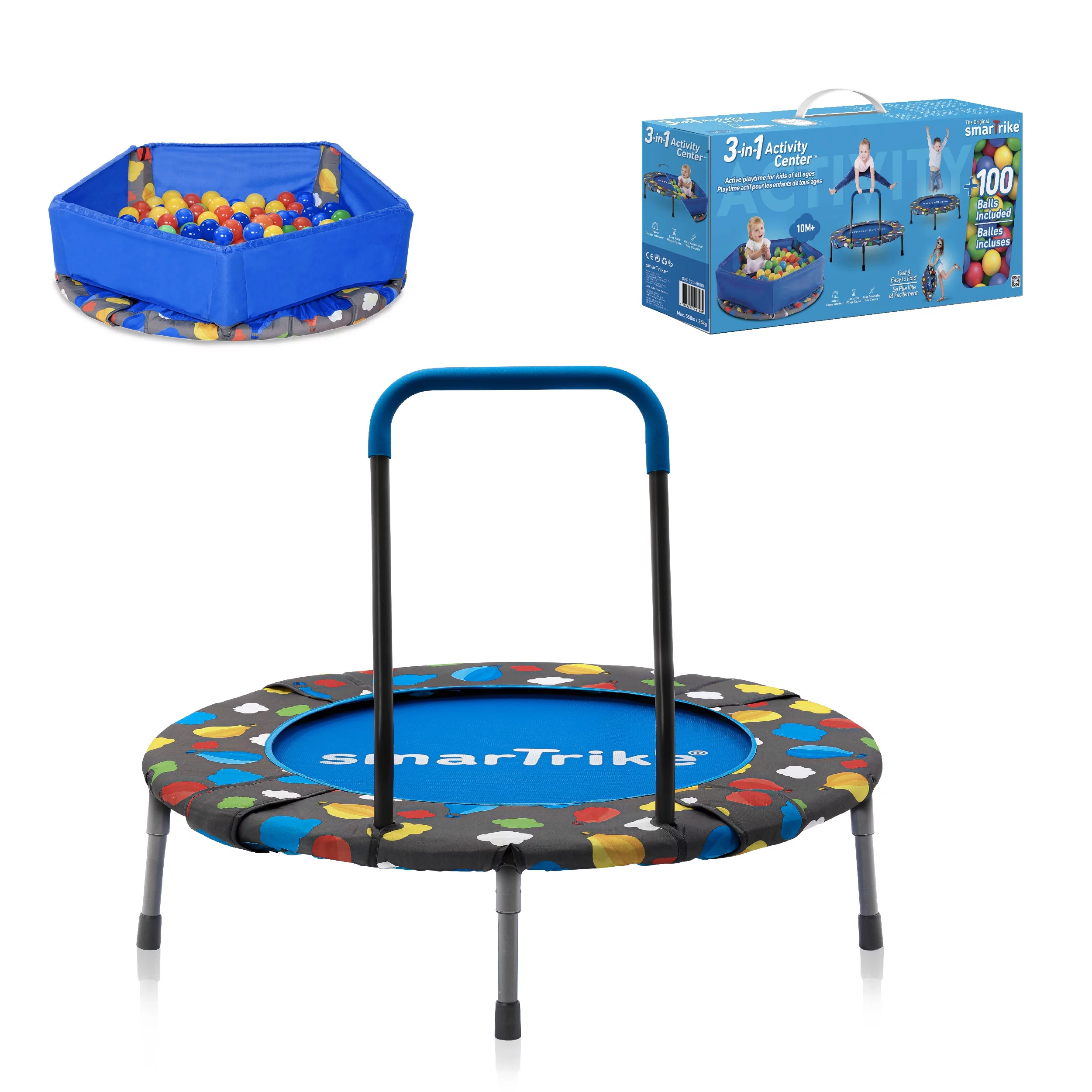 smarTrike 2-in-1 36-inch Indoor Folding Trampoline with Handlebar