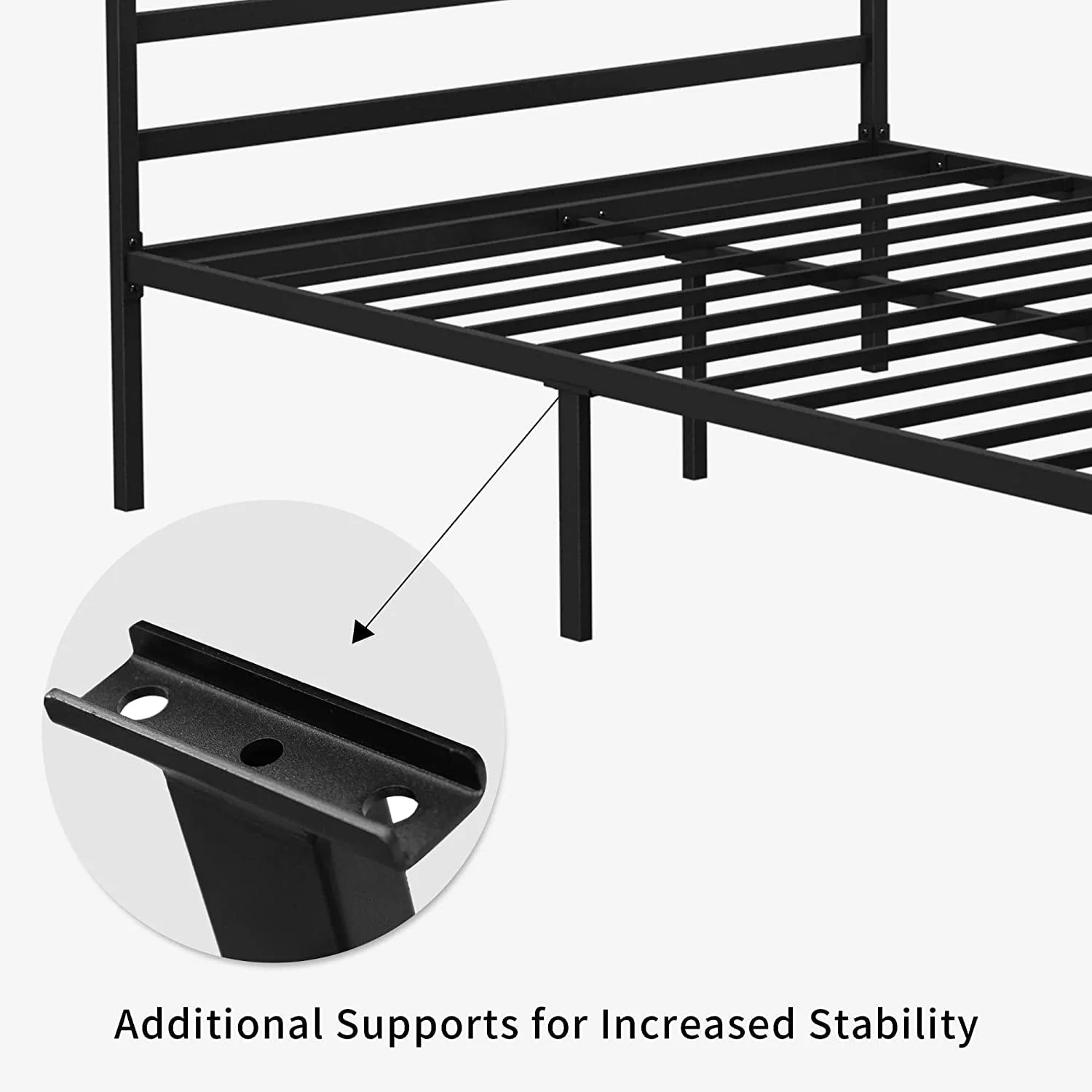 Dextrus 14inch Metal Canopy Bed Frame Platform , Black, Full Size