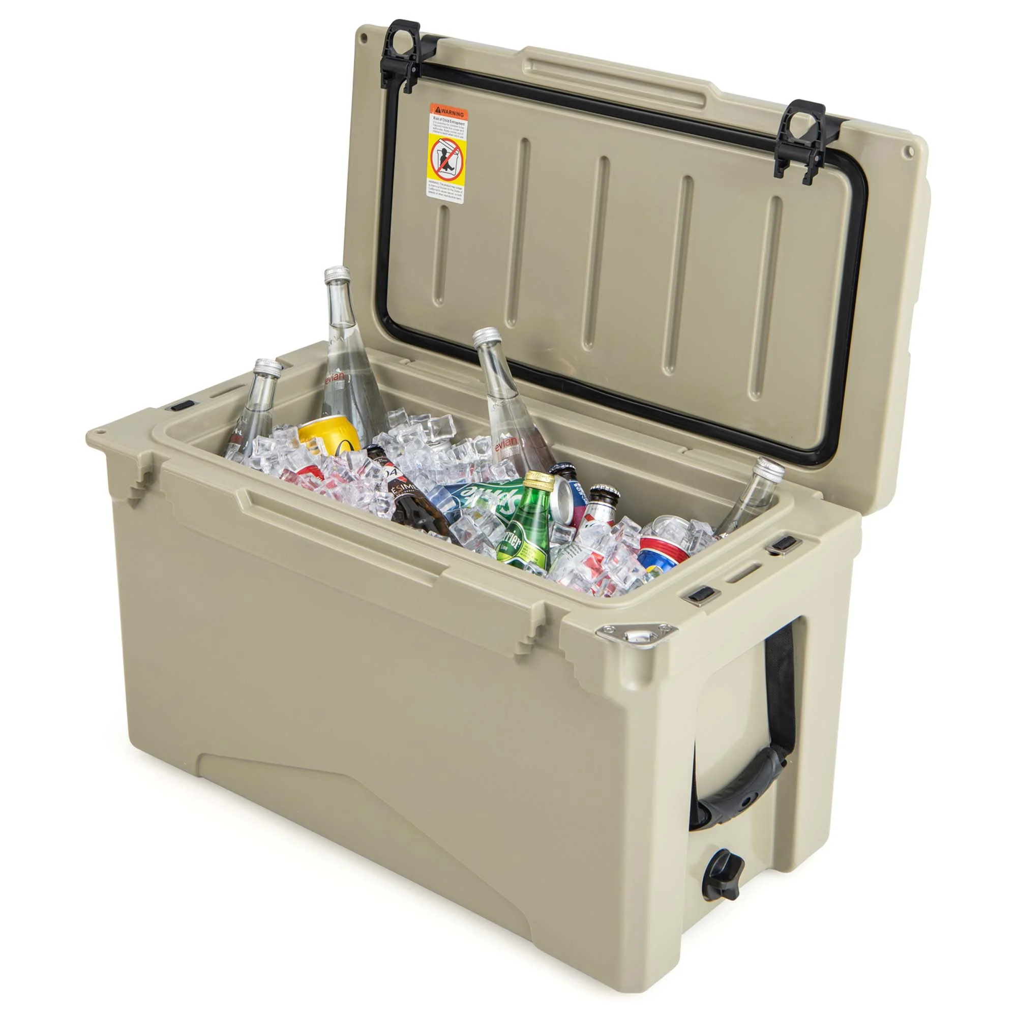 Costway 50 QT Rotomolded Cooler Portable Ice Chest Ice Retention for 5-7 Days Tan