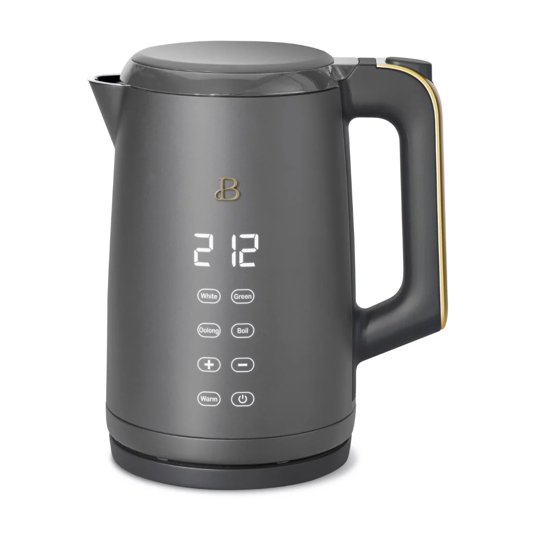 Beautiful 1.7-Liter Electric Kettle 1500 W with One-Touch Activation, Porcini Taupe by Drew Barrymore