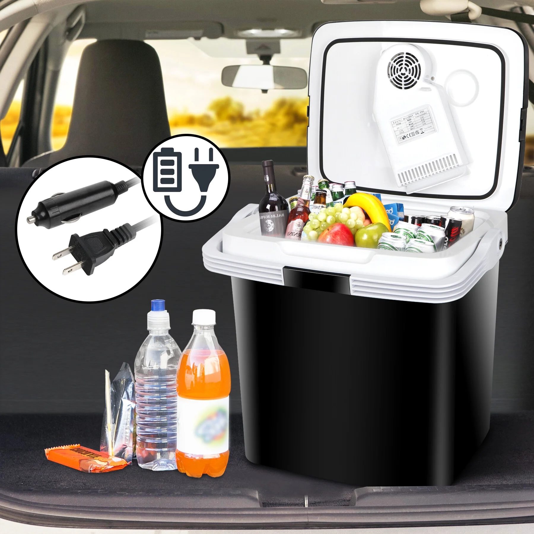 HomGarden 28QT/26L Mini Thermoelectric Cooler/Warmer Portable Car Fridge Camping Travel Picnic