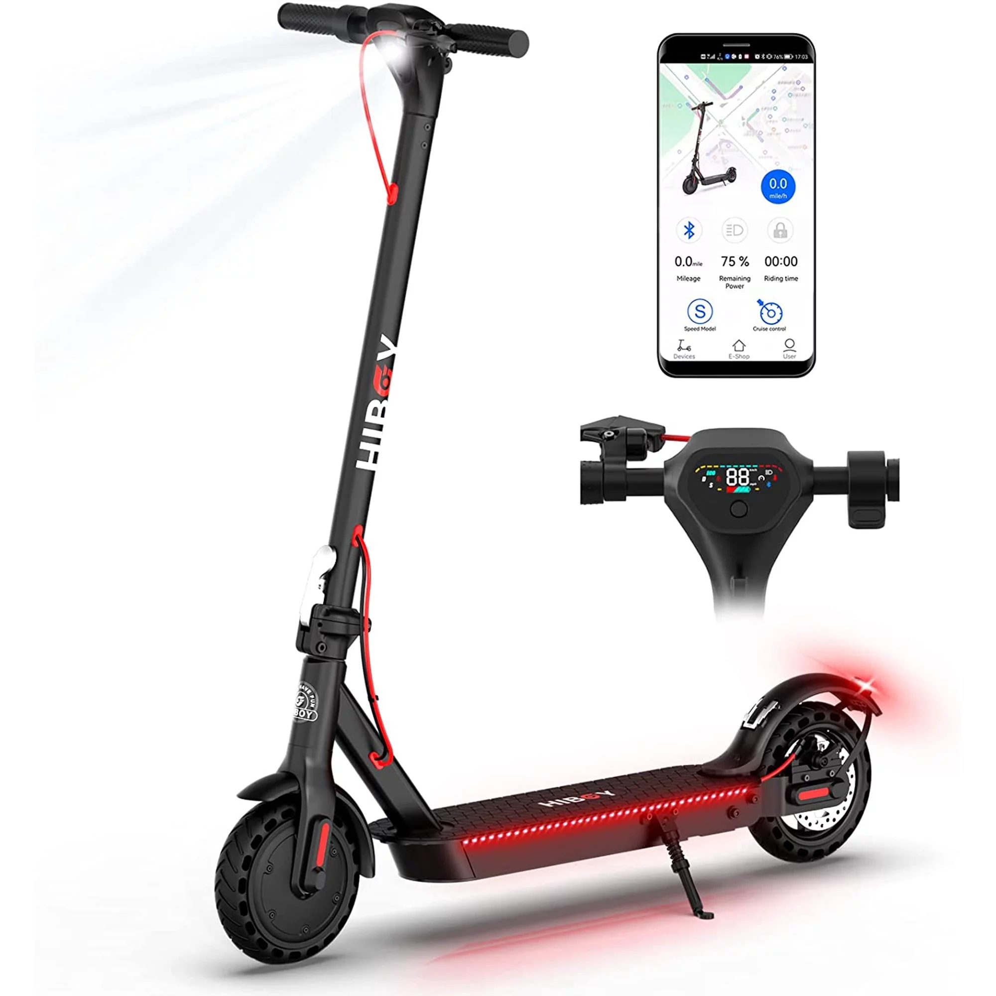 Hiboy KS4 Electric Scooters 350W Motor 17 Miles Long Range & 19 MPH, 8.5″ Honeycomb Tires Portable Folding Kick E Scooter Urban Commuter (Refurbished)