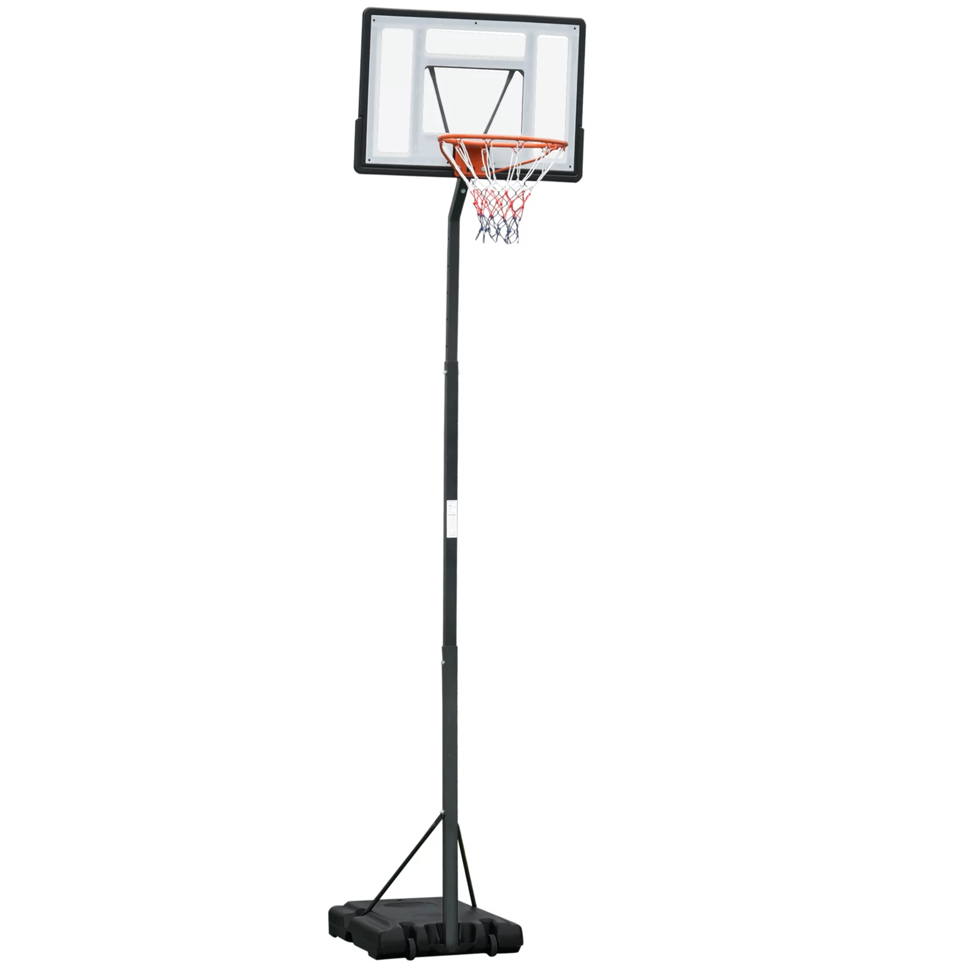 Soozier Portable Basketball System Hoop Stand with 34 In., Backboard, Wheels, Height Adjustable 8 Ft. to 10 Ft. for Indoor and Outdoor Use