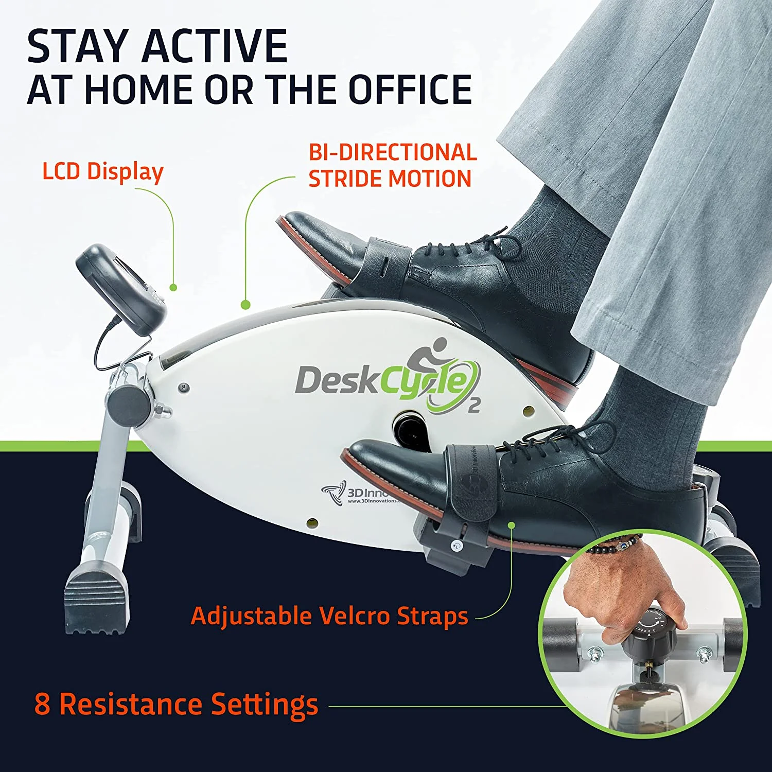 DeskCycle 2 Under Desk Bike Pedal Exerciser with Adjustable Leg – Mini Exercise Bike Desk Cycle, Leg Exerciser for Physical Therapy & Desk Exercise